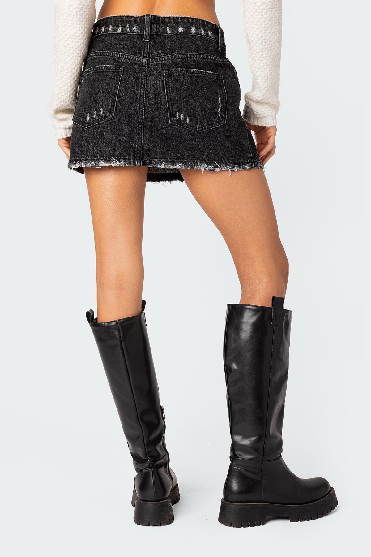 Scarlett Washed Denim Mini Skirt - Image 4