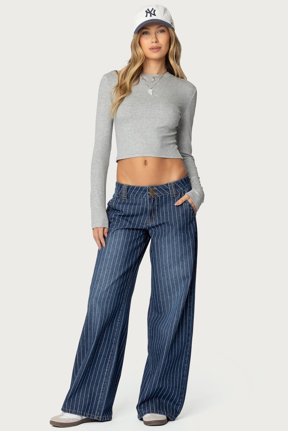 Cory Striped Low Rise Baggy Jeans - Image 3