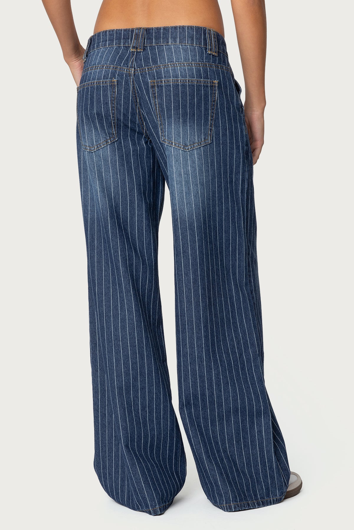Cory Striped Low Rise Baggy Jeans - Image 5
