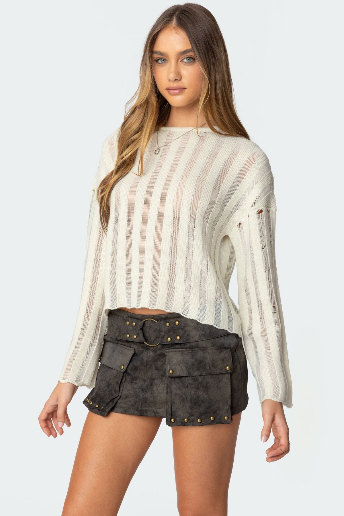 Stripey Shredded Sweater - Image 3