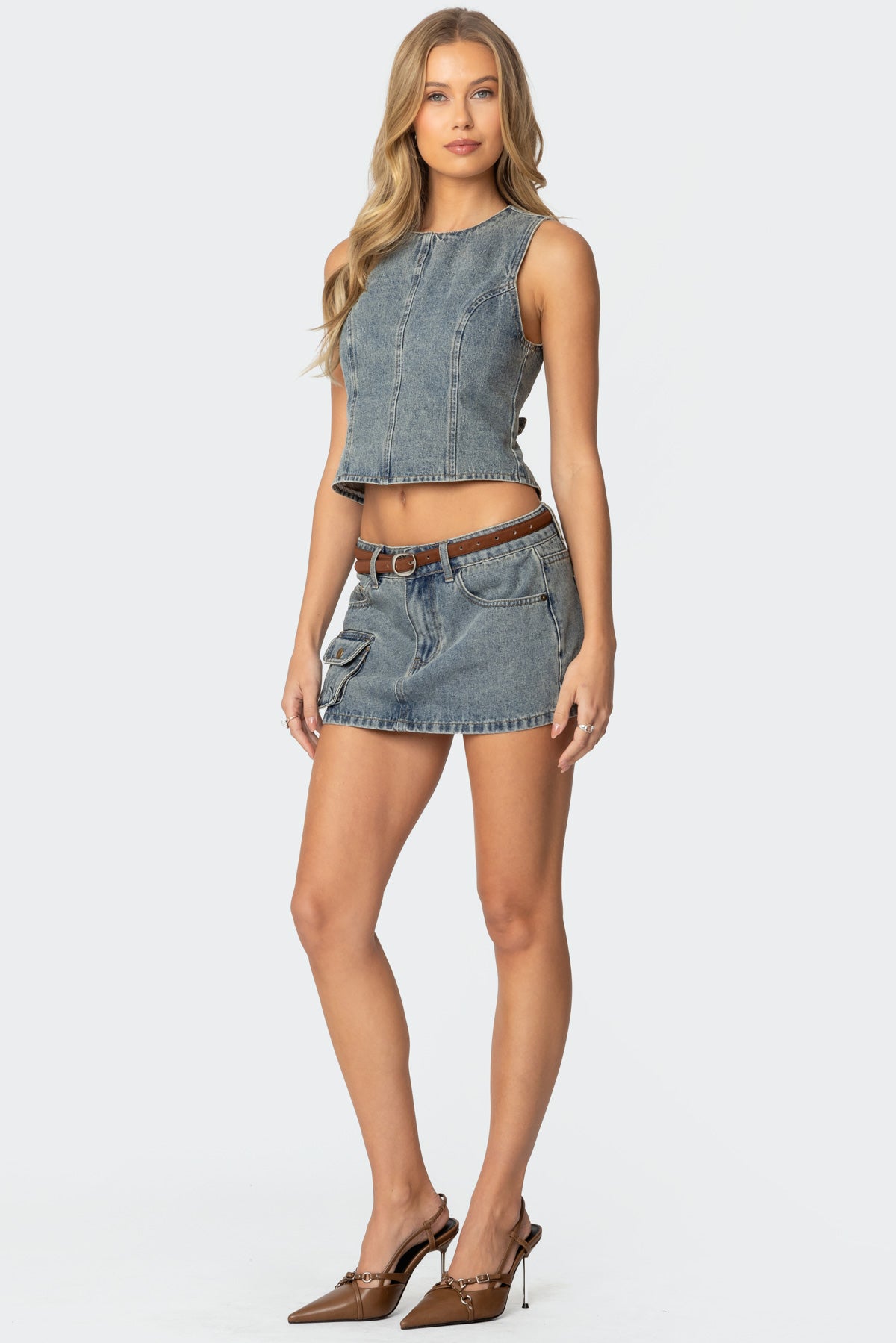 Quinlan Open Back Denim Top - Image 3