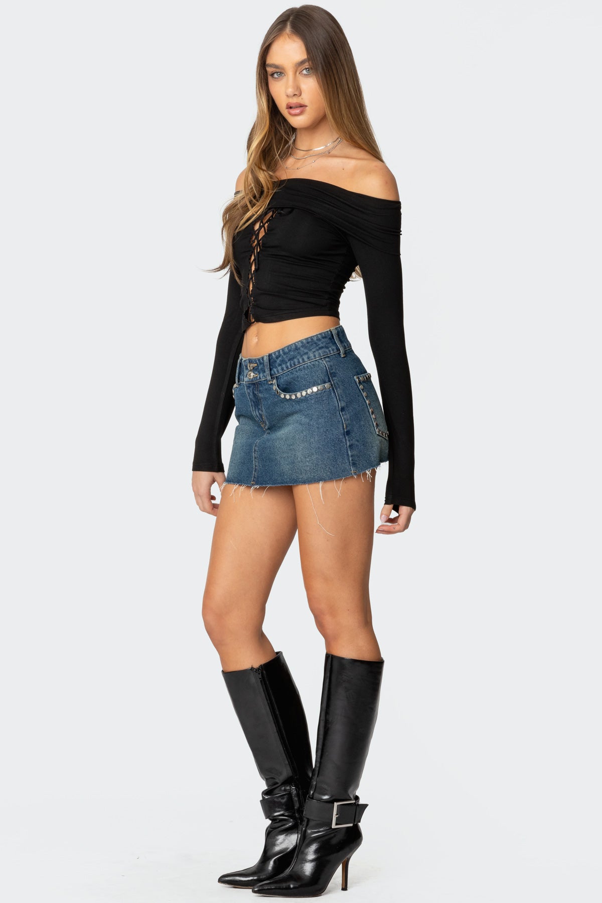 Lace Up Fold Over Top - Image 4