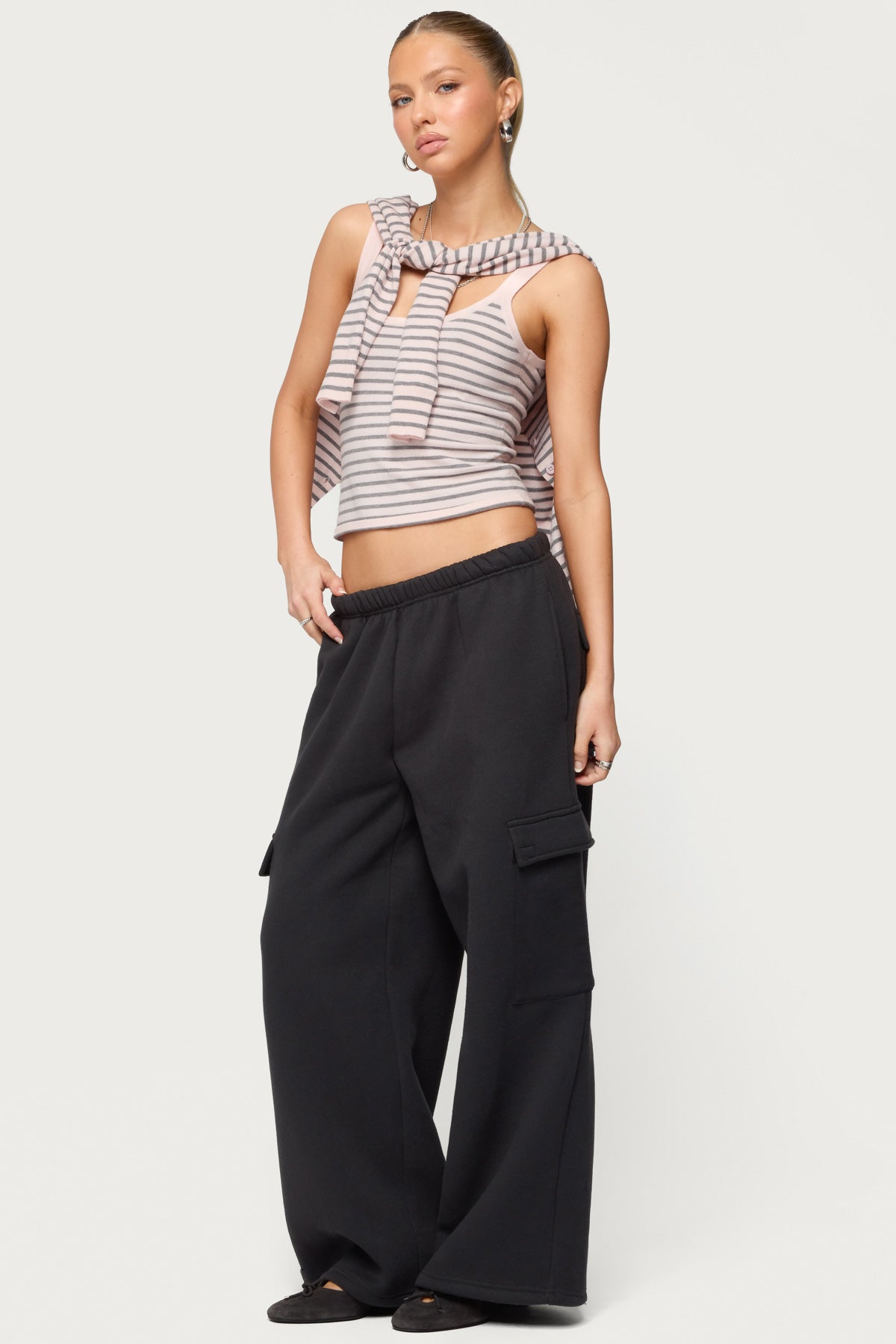 Petite Wide Leg Cargo Sweatpants - Image 3