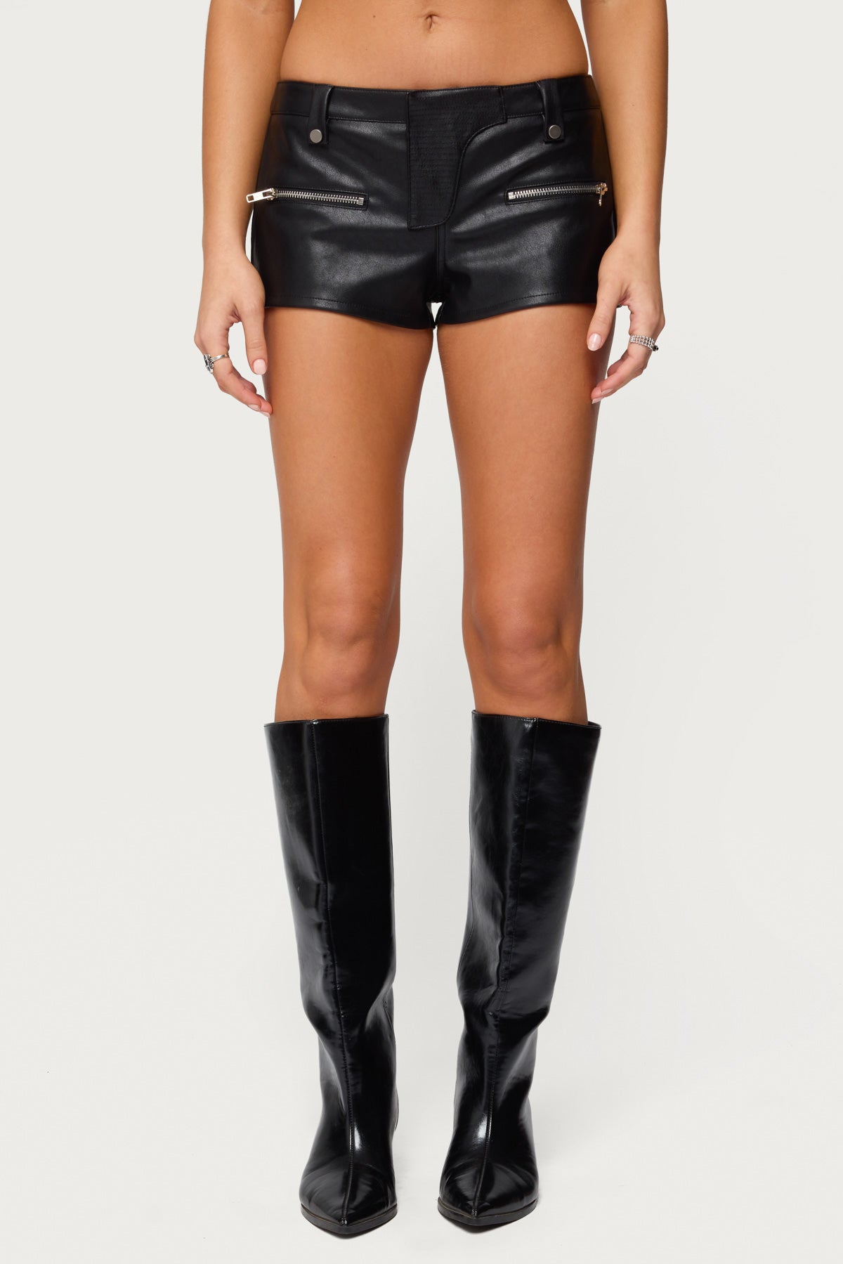 Labella Faux Leather Micro Shorts - Image 2