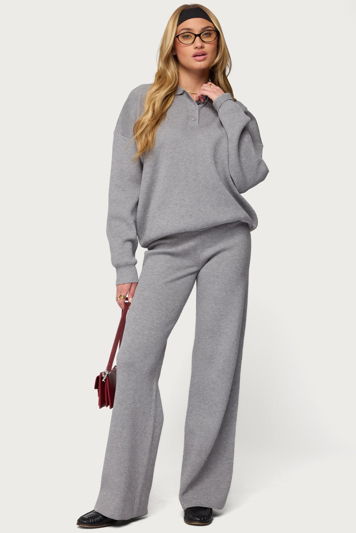 Lorie Oversized Knit Polo Sweater - Image 2