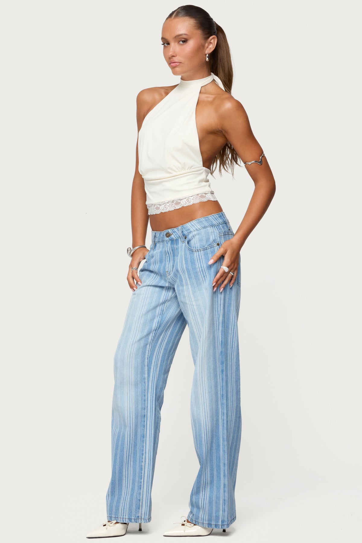 Tera Striped Low Rise Straight Leg Jeans - Image 3