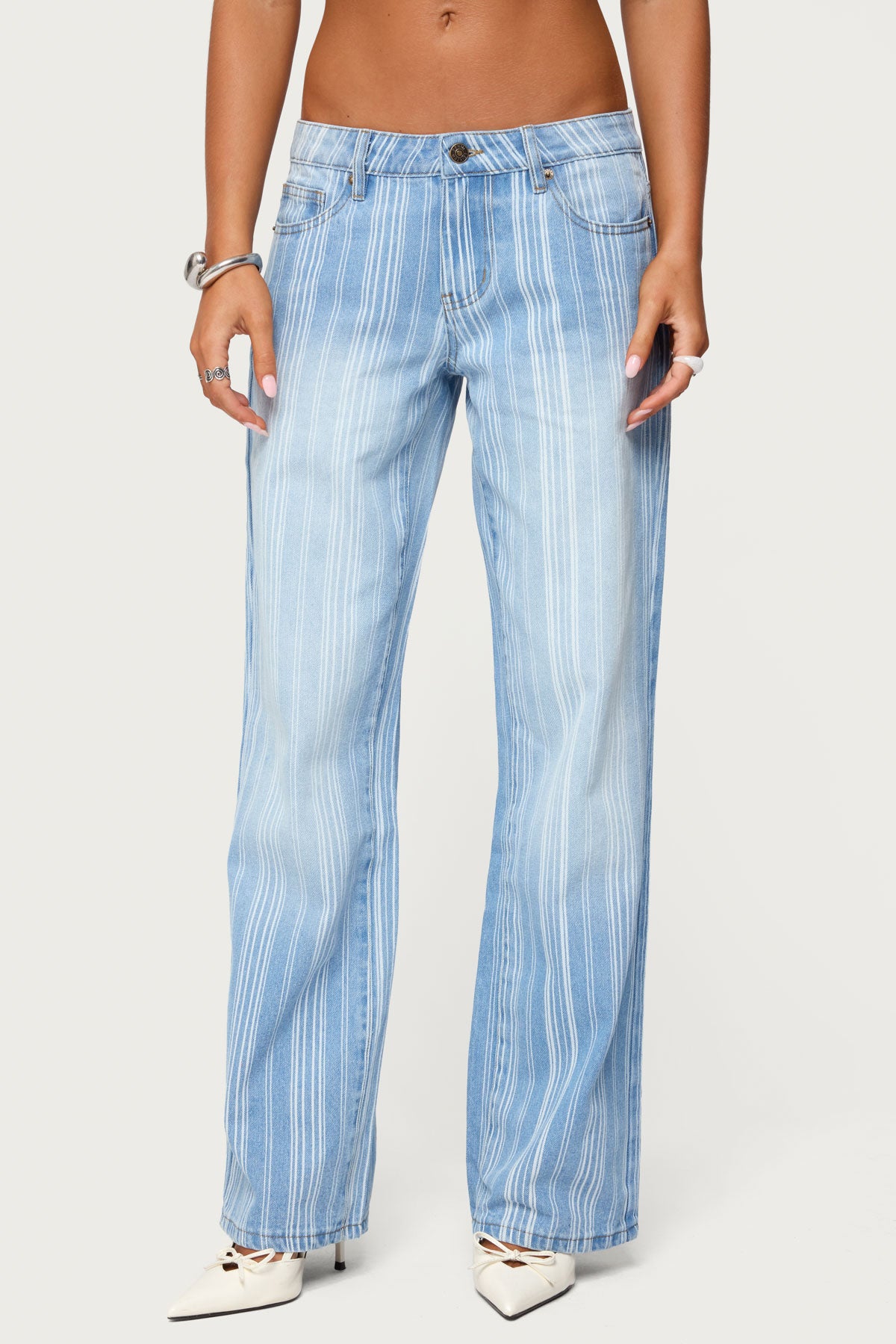 Tera Striped Low Rise Straight Leg Jeans - Image 2