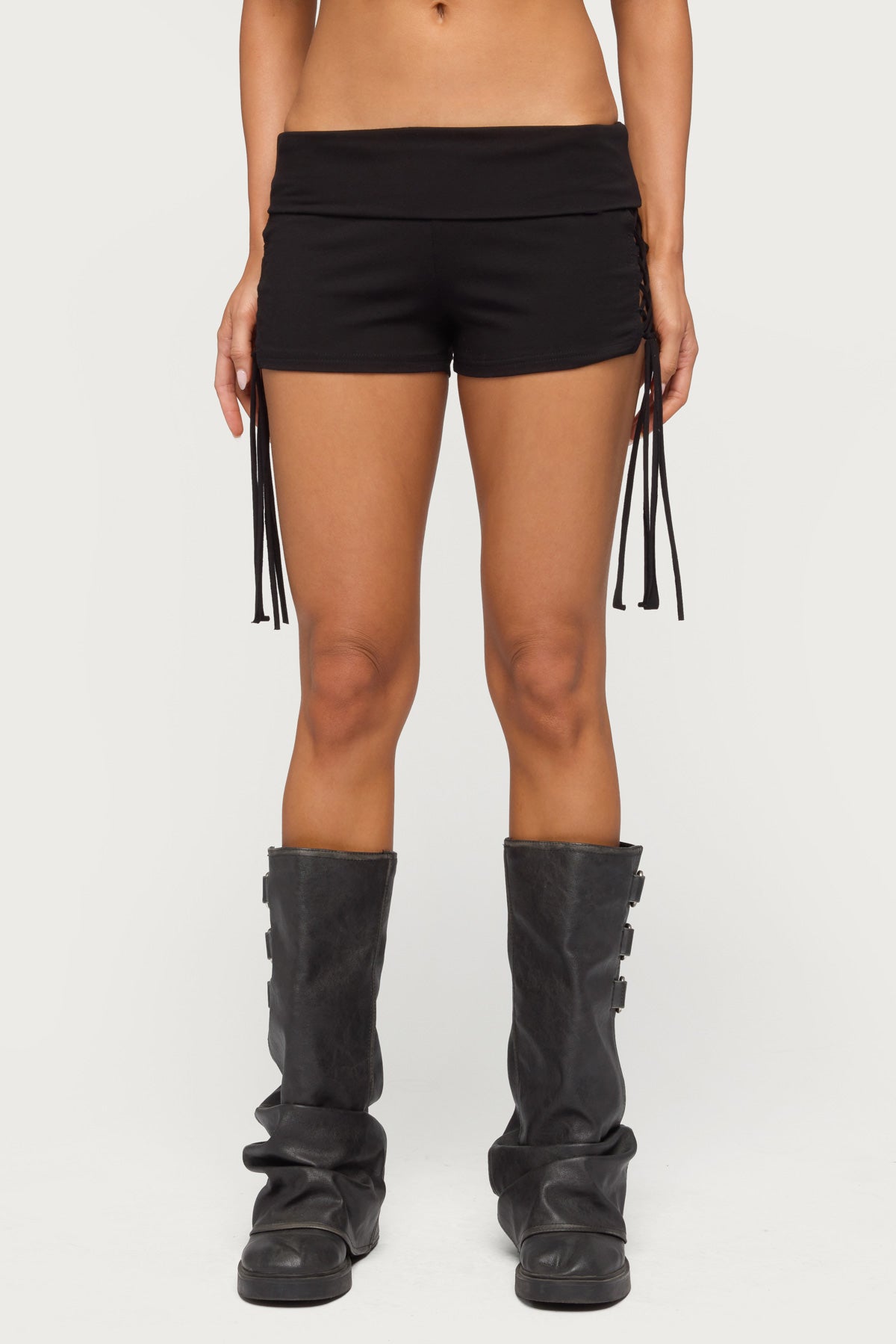 Saffyre Lace Up Foldover Shorts - Image 2