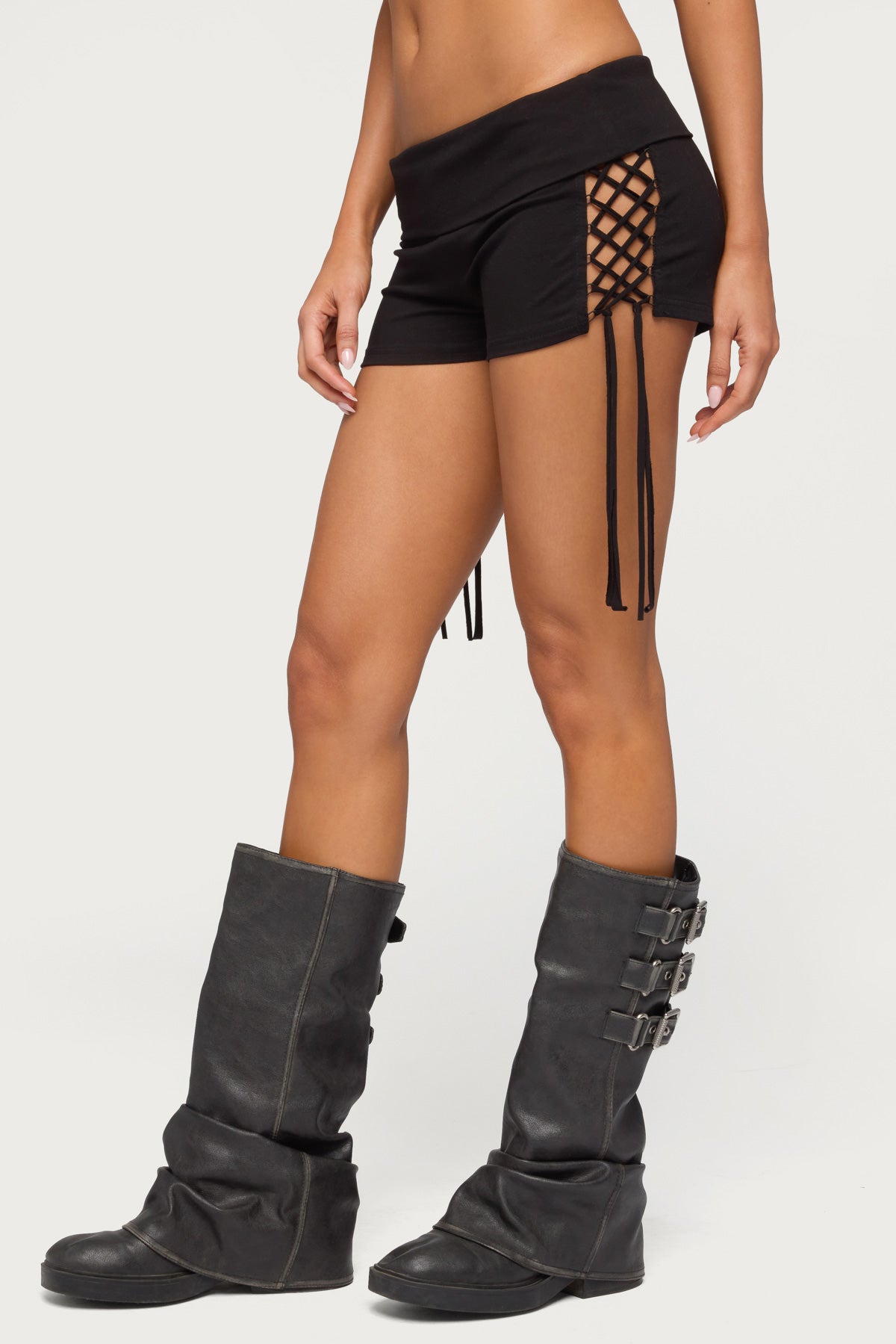 Saffyre Lace Up Foldover Shorts - Image 3