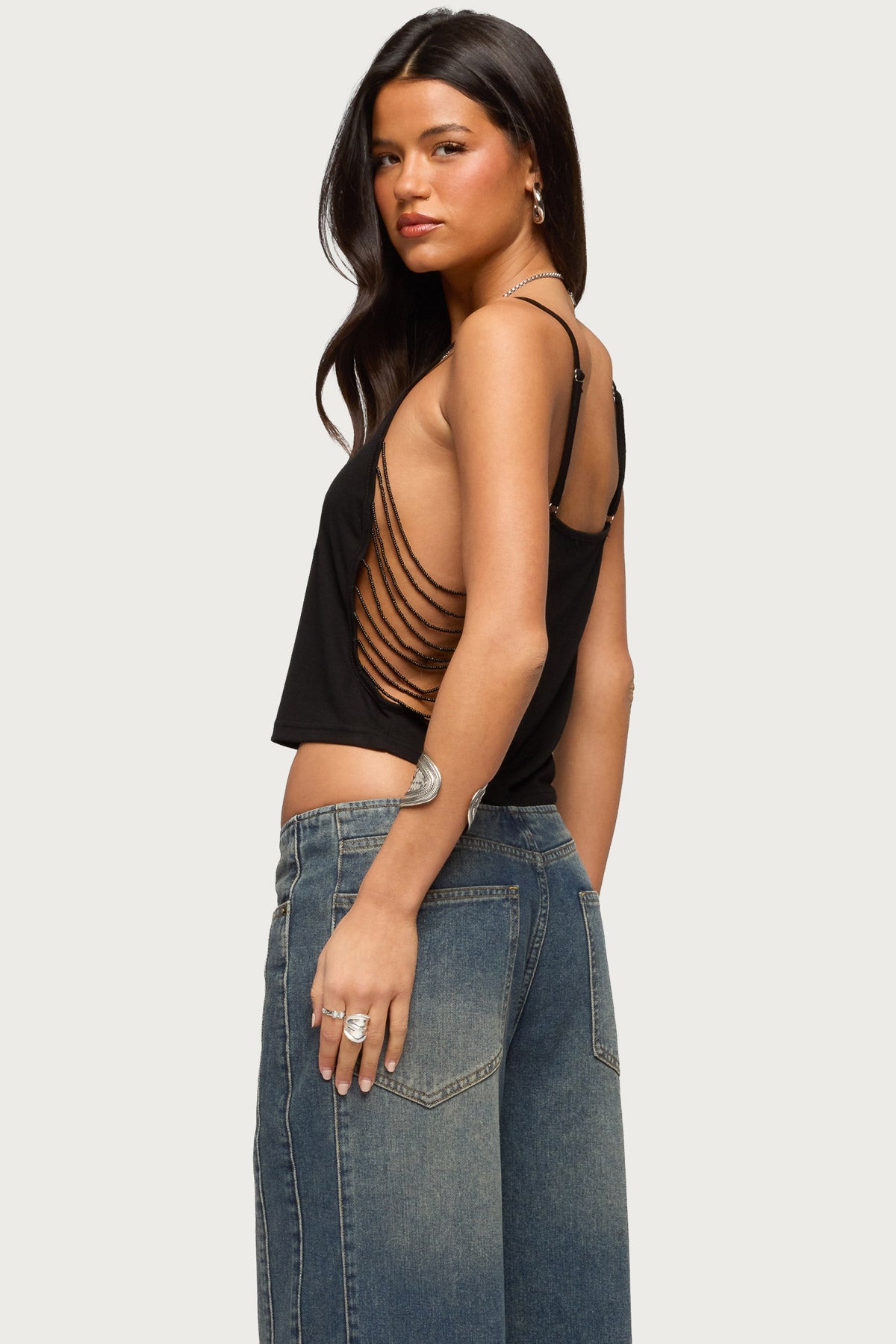 Donia Cutout Beaded String Tank Top - Image 5