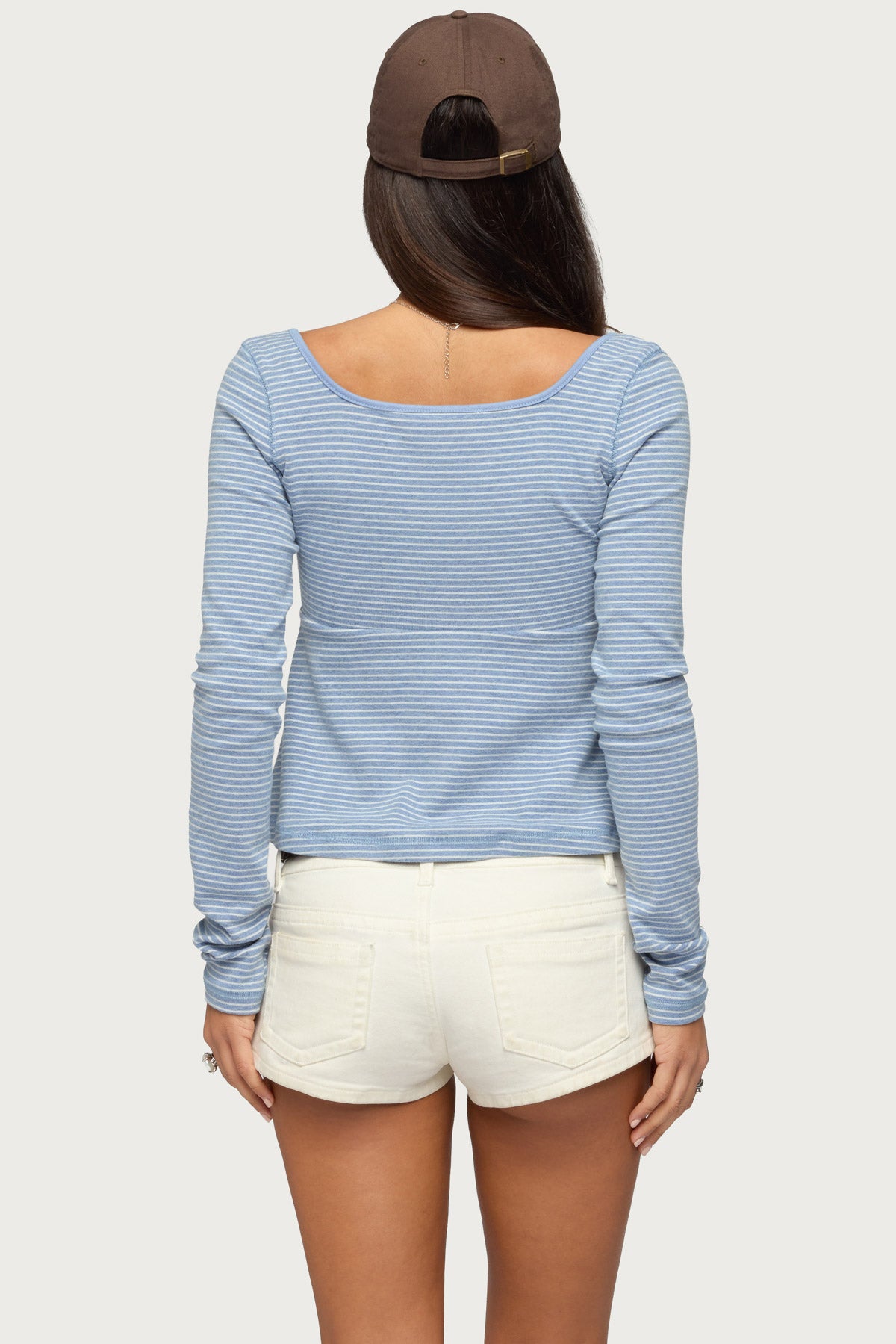 Sare Striped Babydoll Henley Top - Image 5