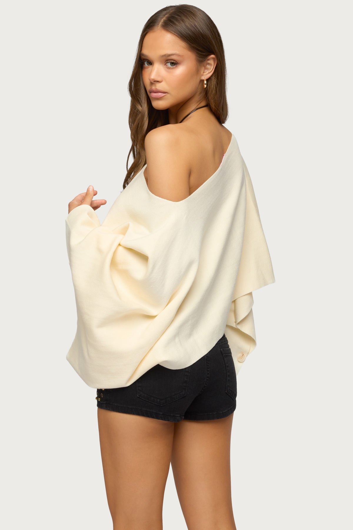 Sharla Off Shoulder Poncho Sweater - Image 6