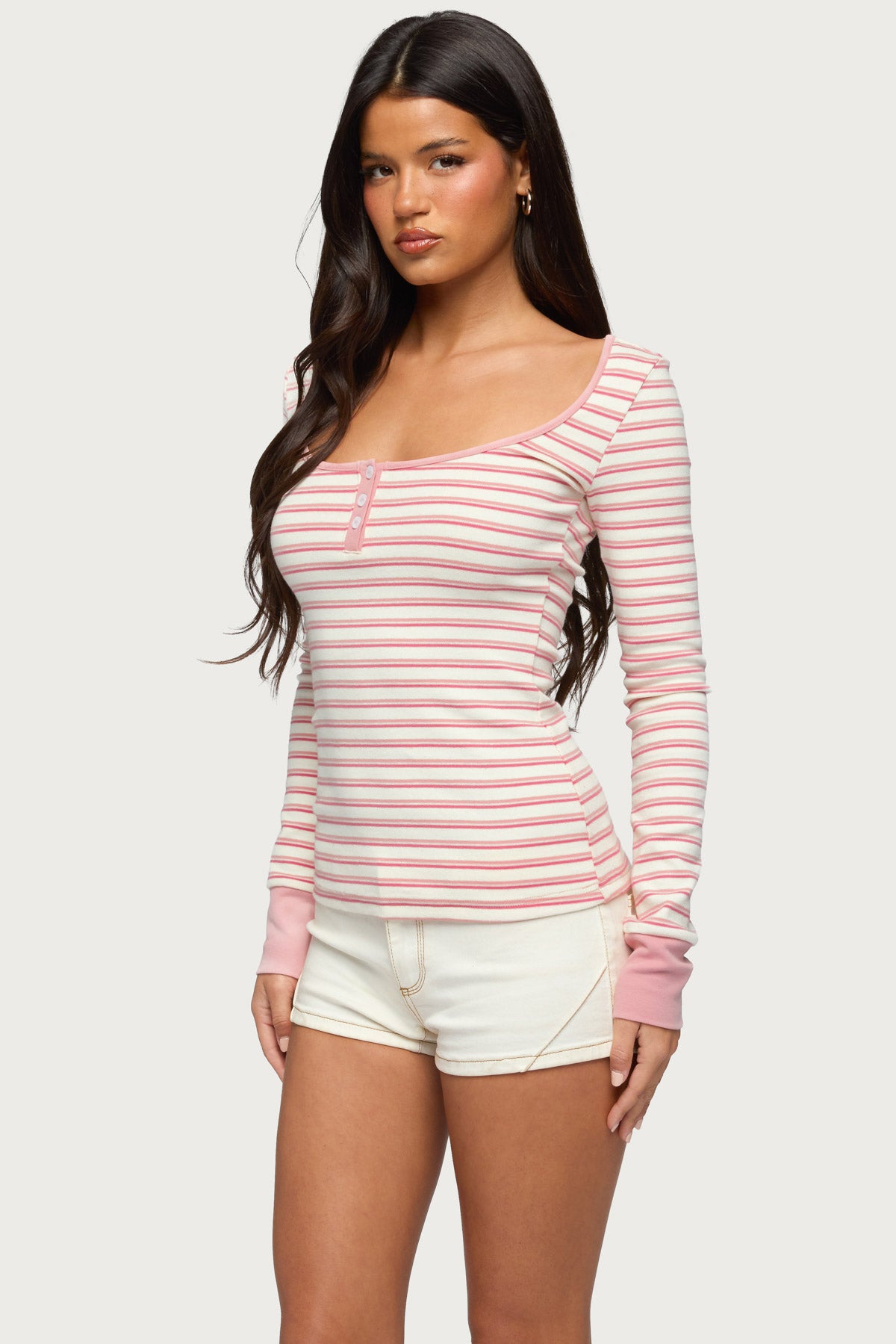 Jaida Striped Henley Top - Image 3