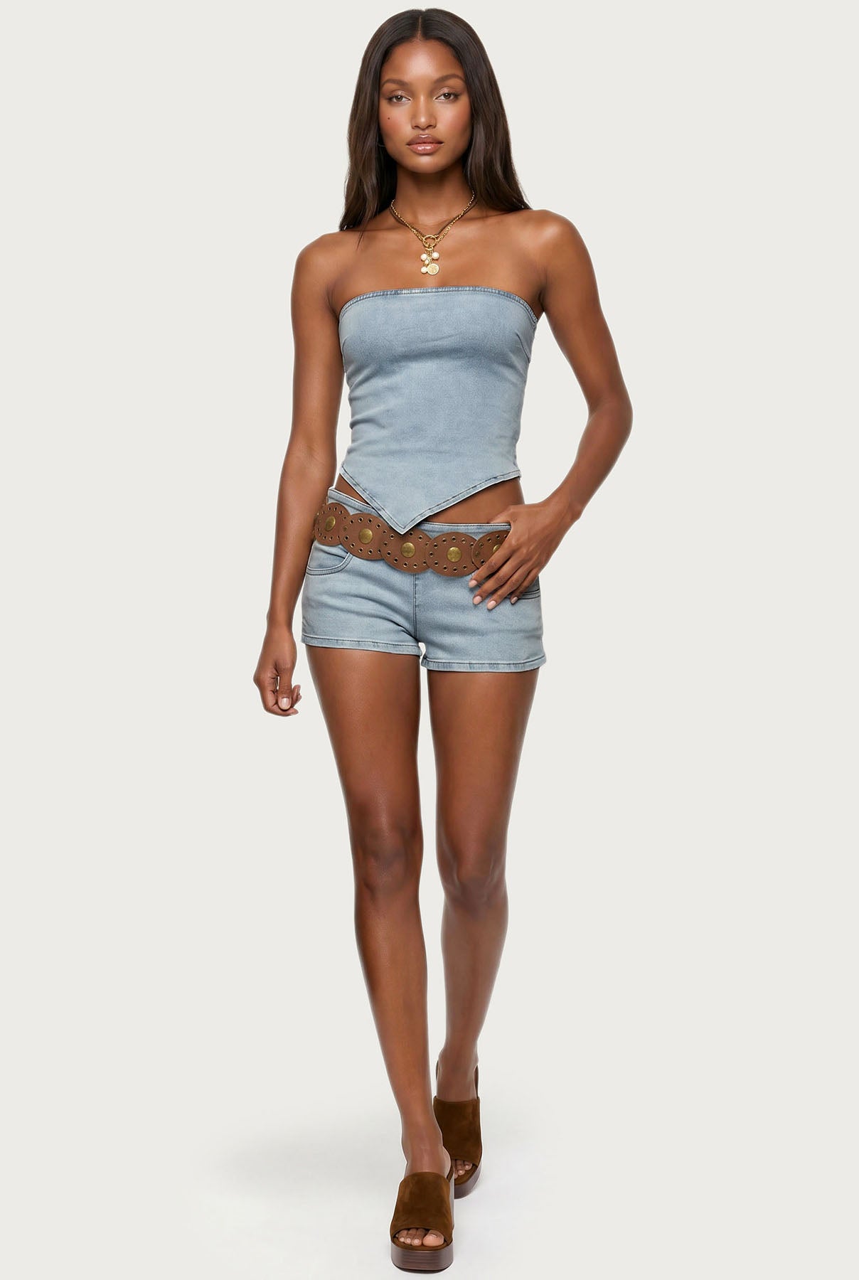 Zaida Stretchy Denim Micro Shorts - Image 5