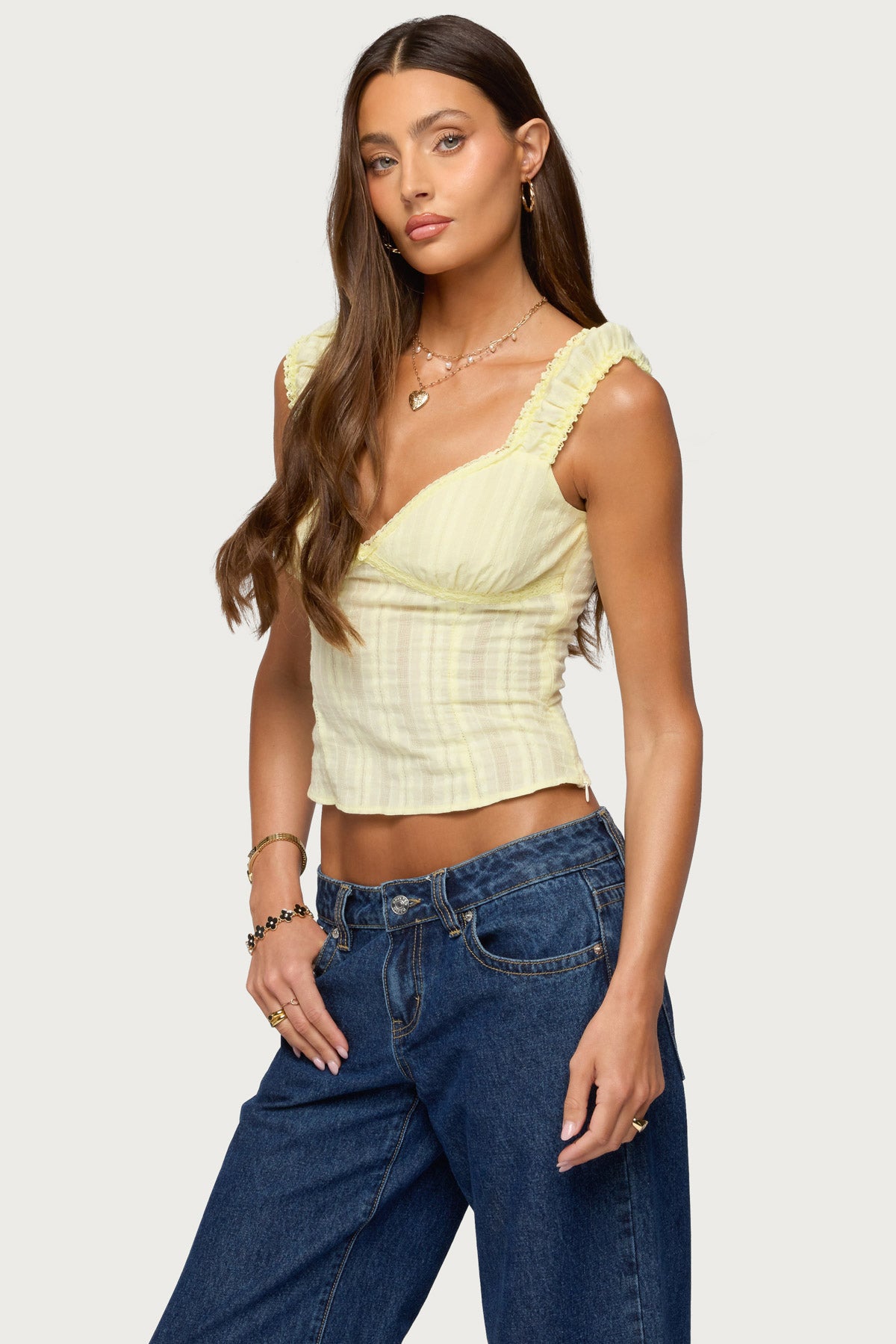 Katerine Embroidered Stripey Cotton Top - Image 3