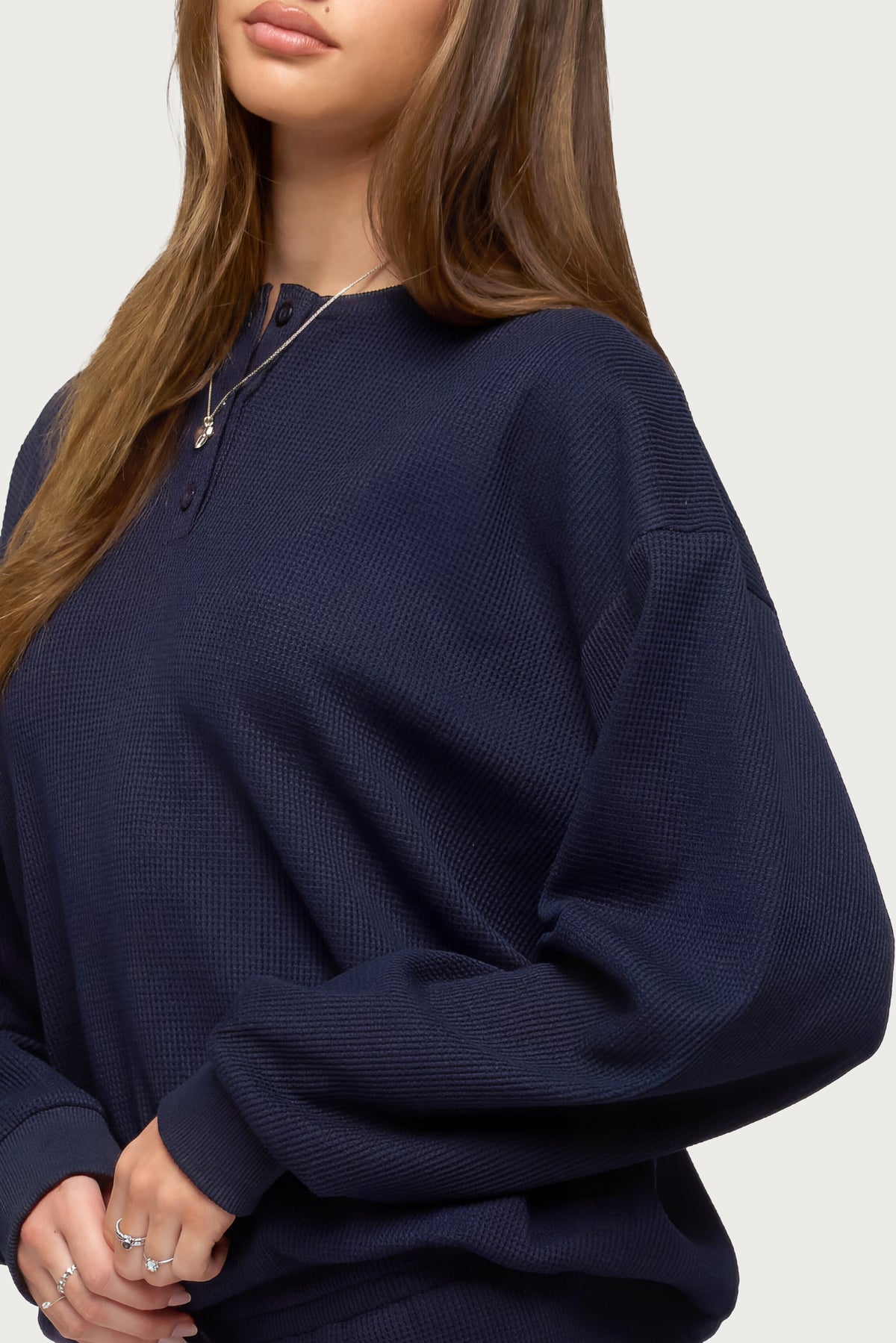 Baila Waffle Henley Top - Image 3