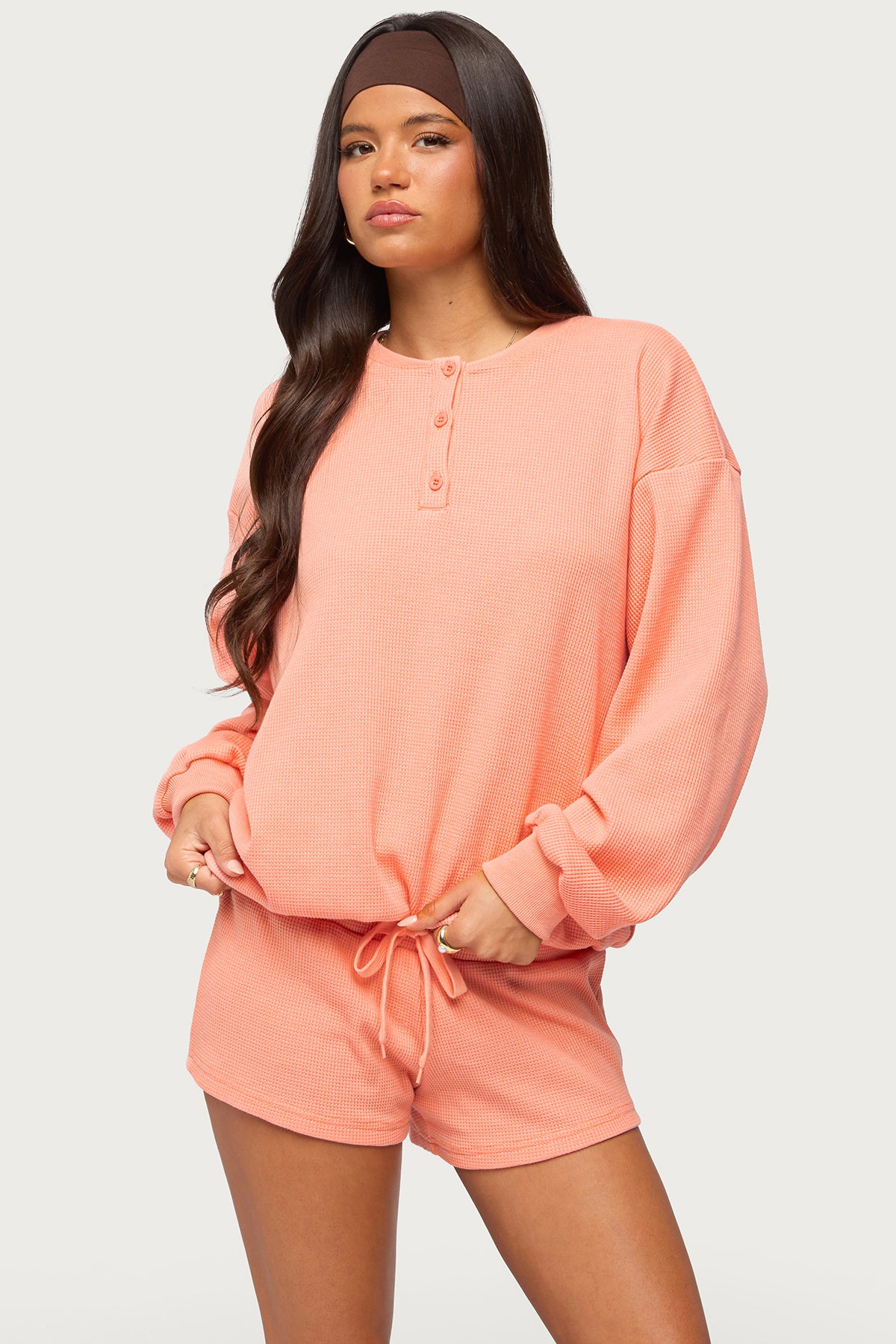 Baila Waffle Henley Top