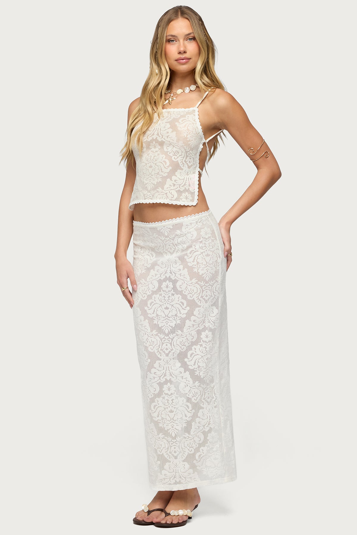 Violette Sheer Lace Maxi Skirt - Image 3