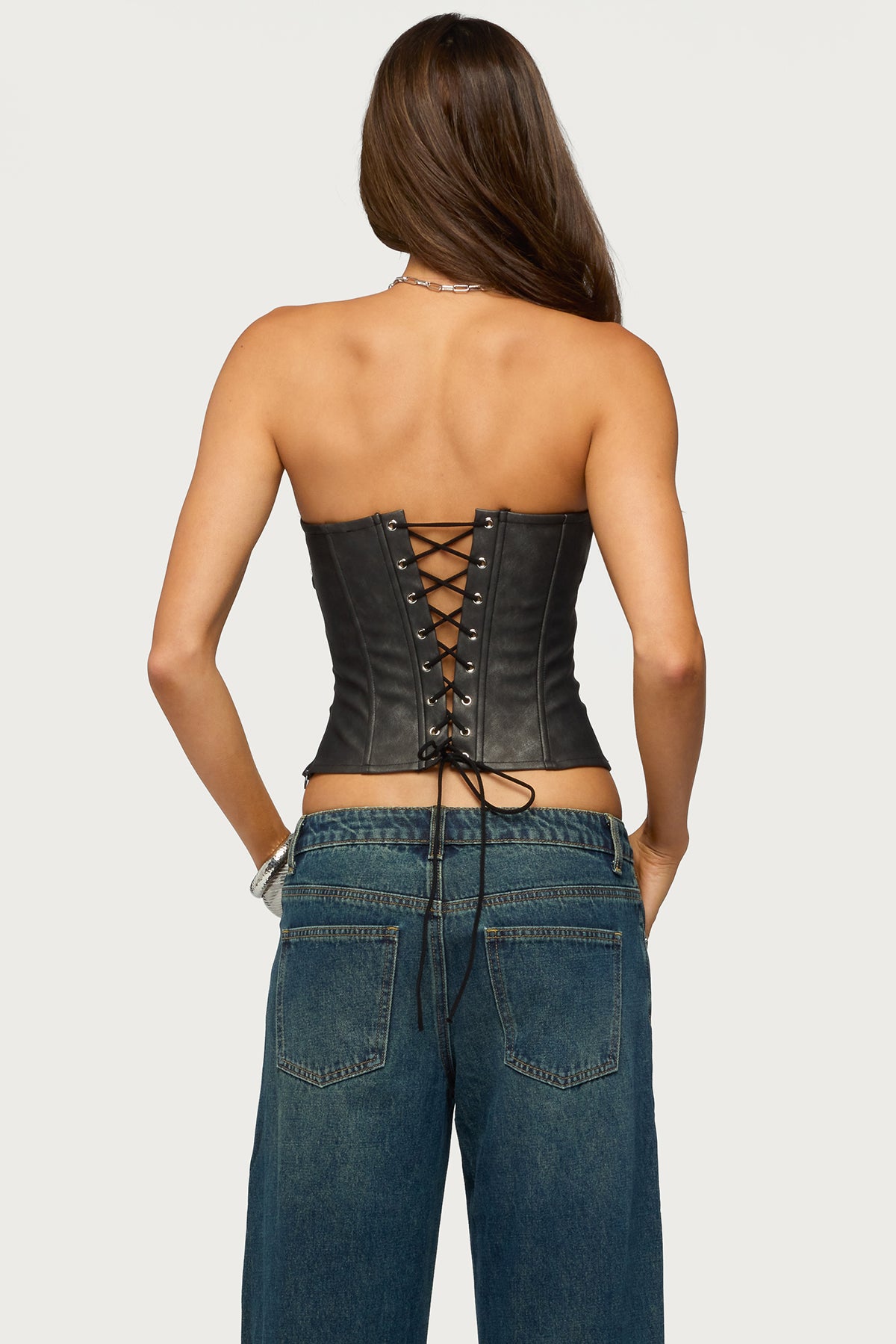 Izara Studded Faux Leather Corset - Image 5