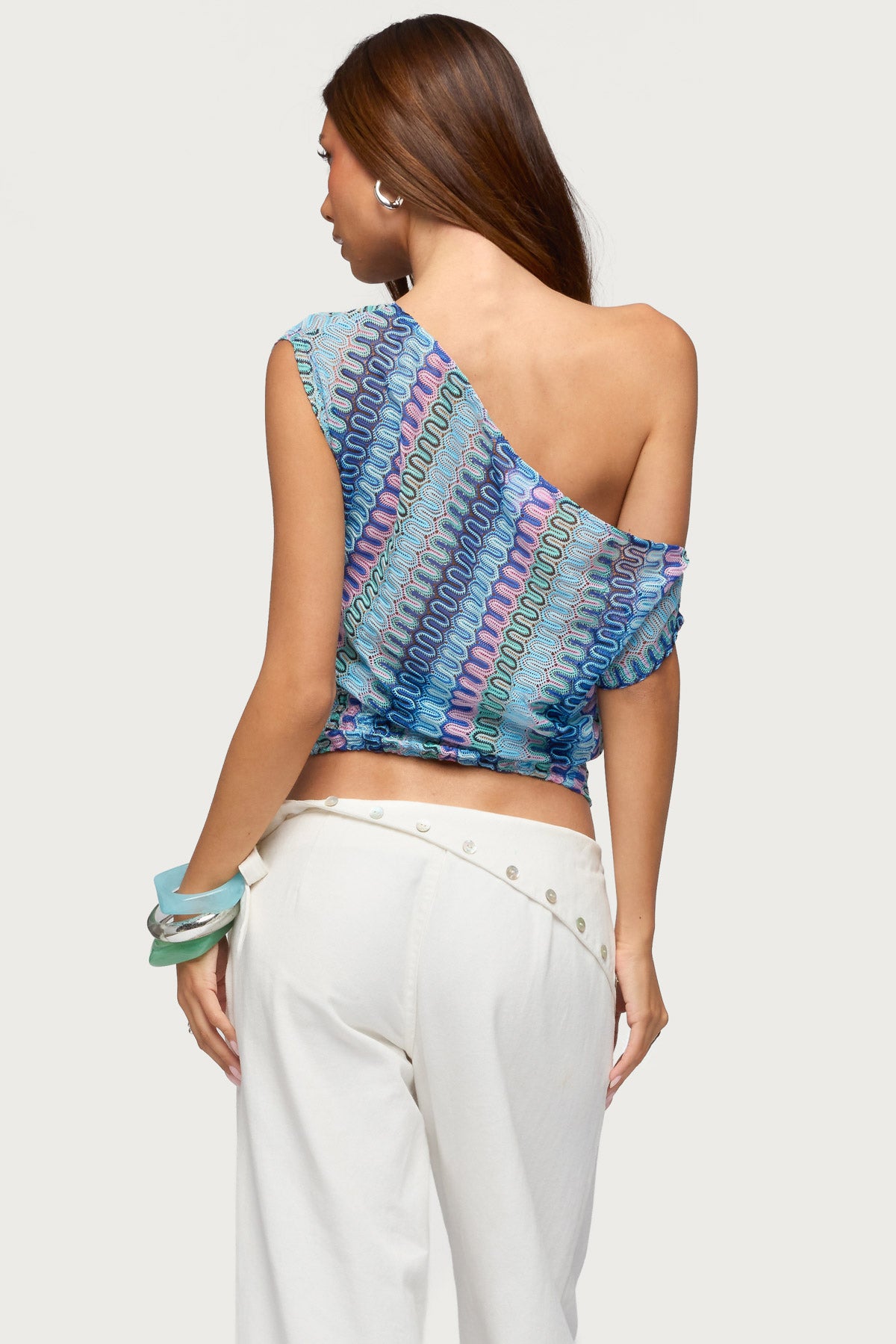 Taniya Off Shoulder Zigzag Crochet Top - Image 4
