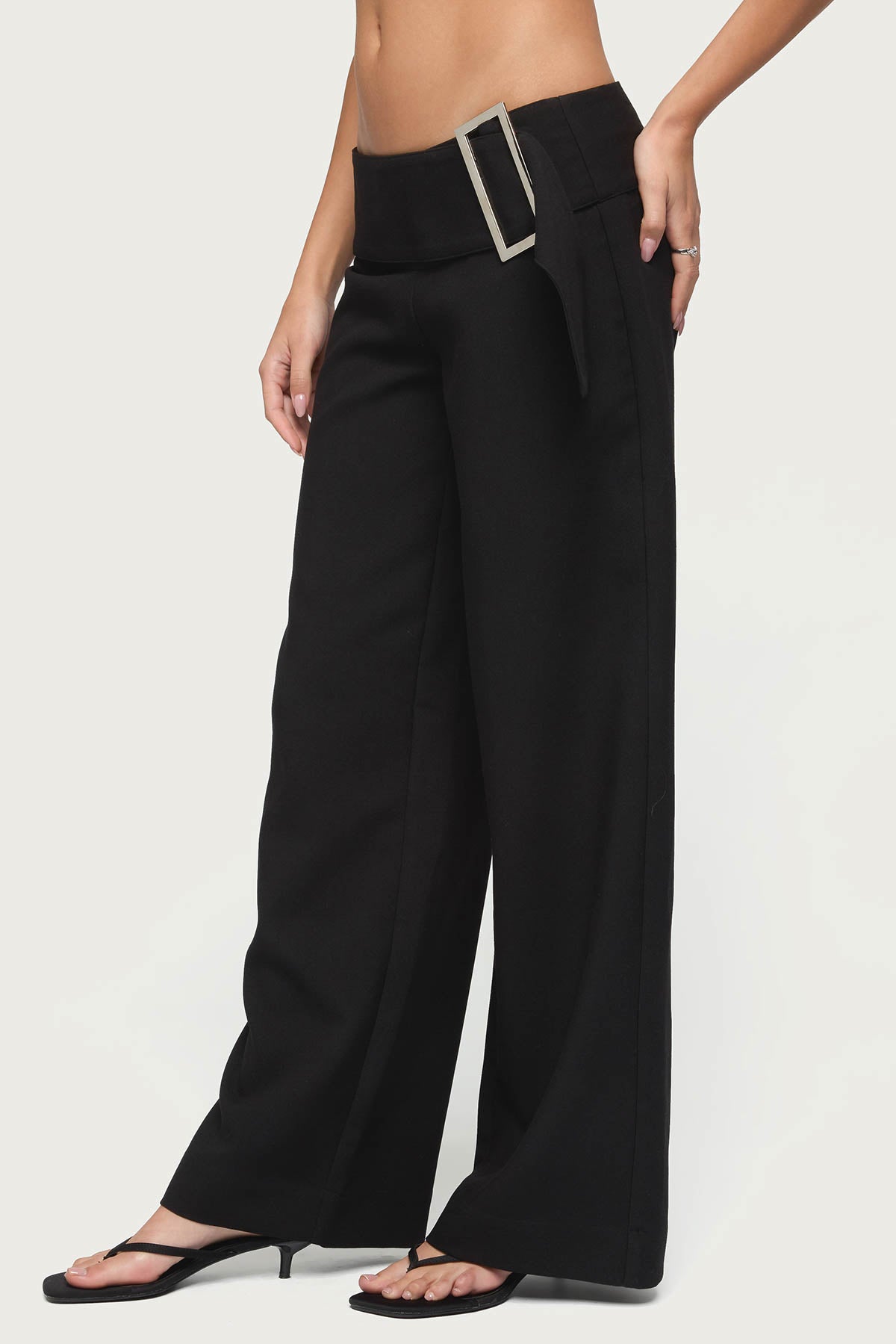 Cerise Buckle Low Rise Baggy Pants - Image 2