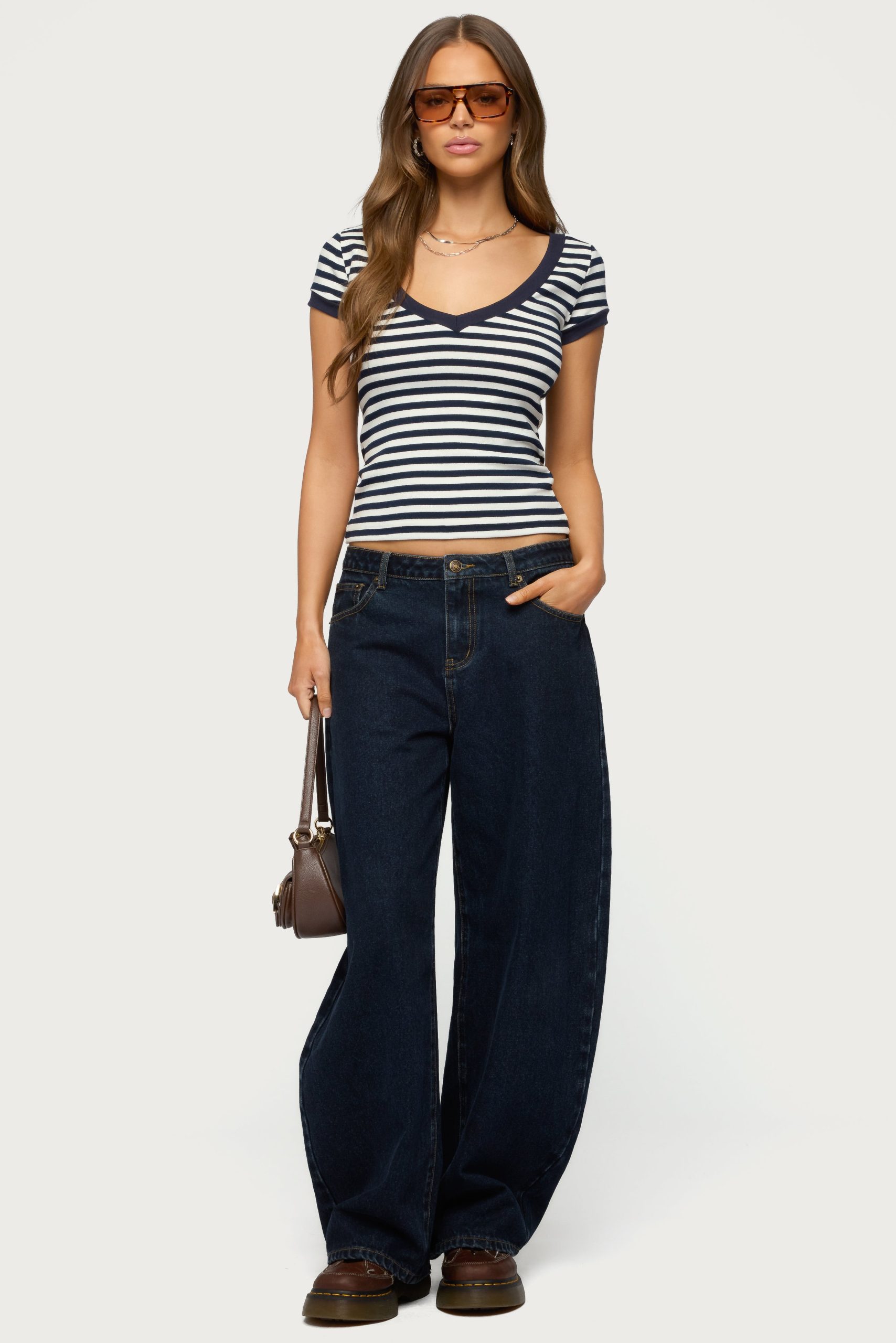 Antonela Striped V Neck T Shirt - Image 2