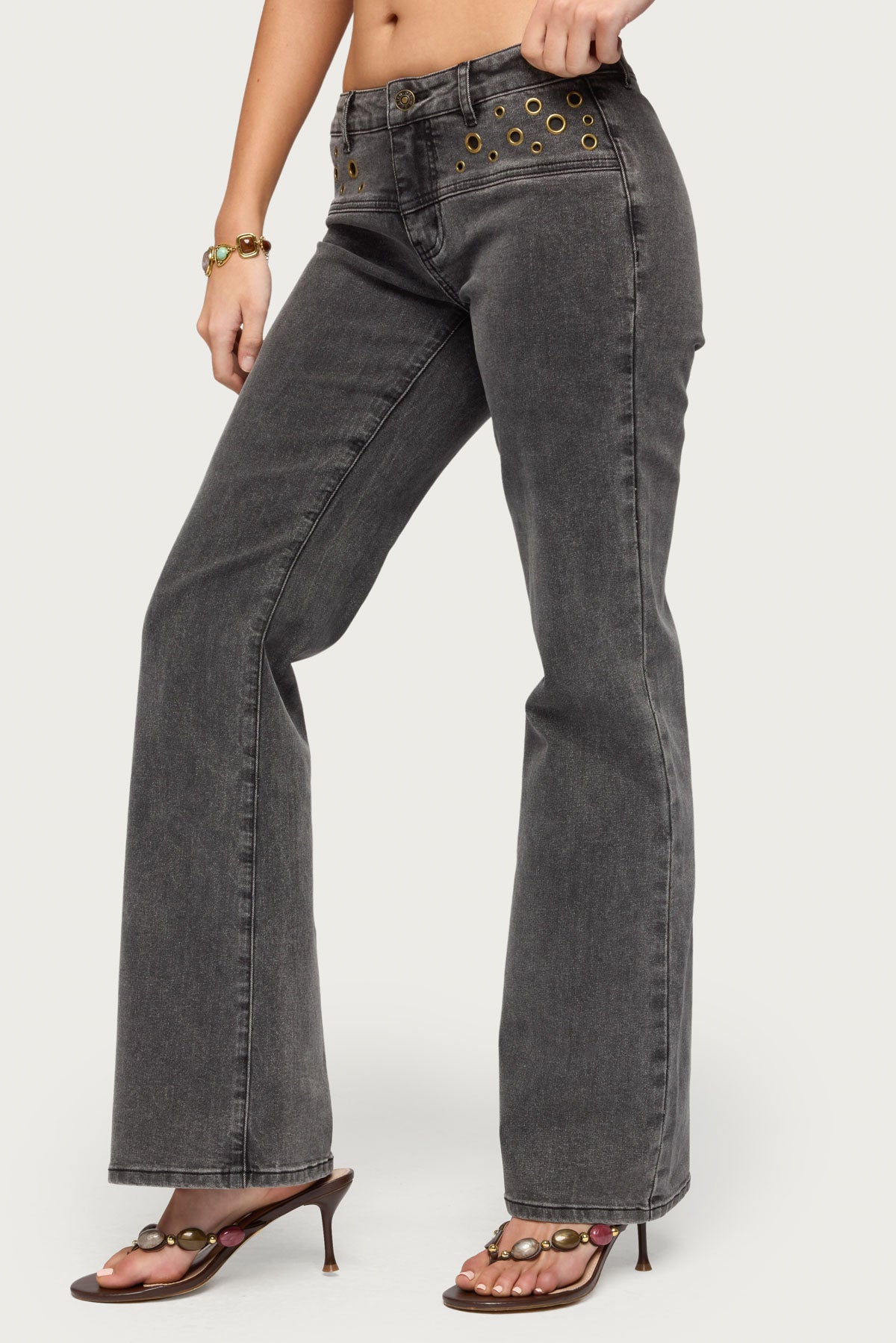 Grommet Mid Rise Straight Leg Jeans - Image 3