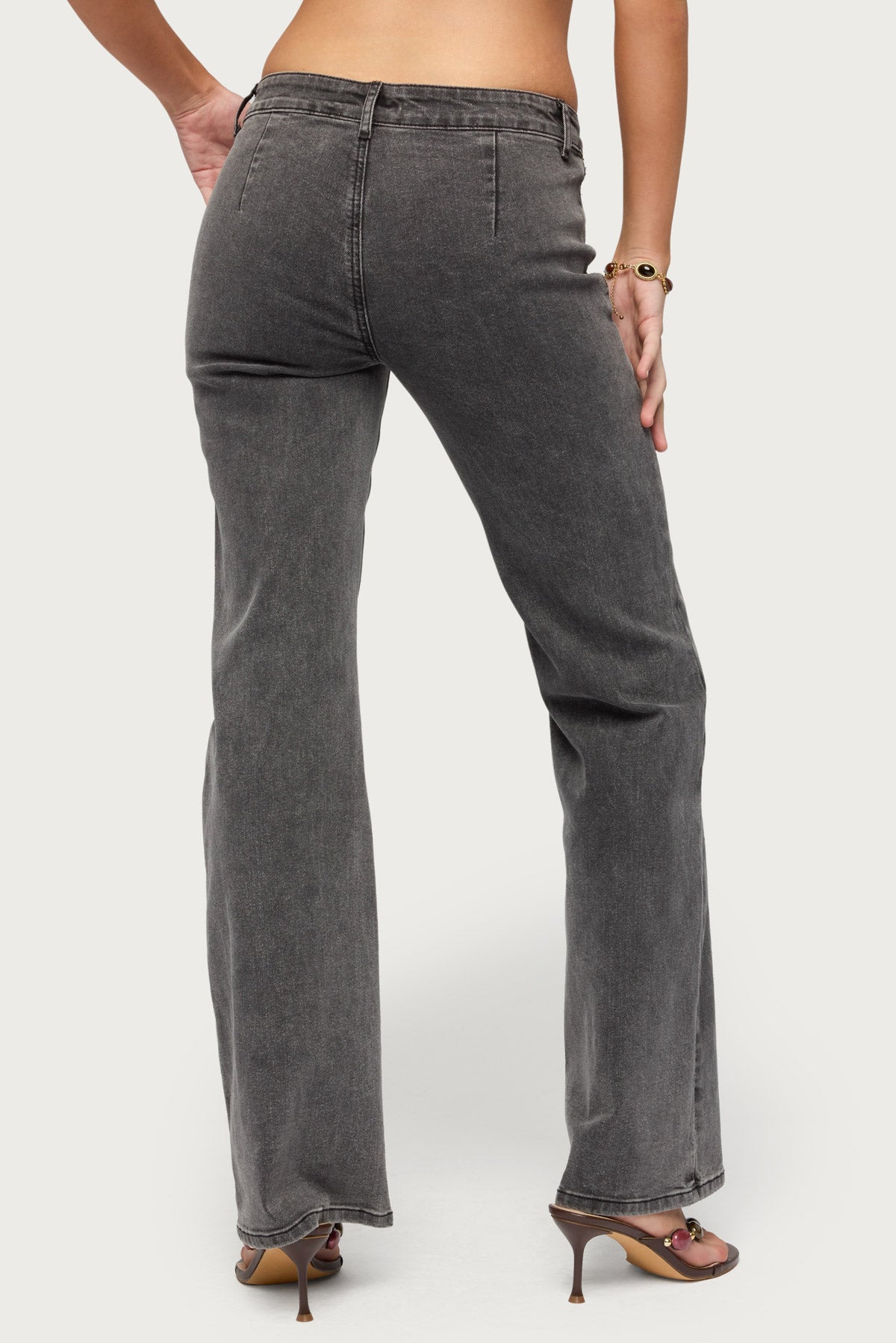Grommet Mid Rise Straight Leg Jeans - Image 4