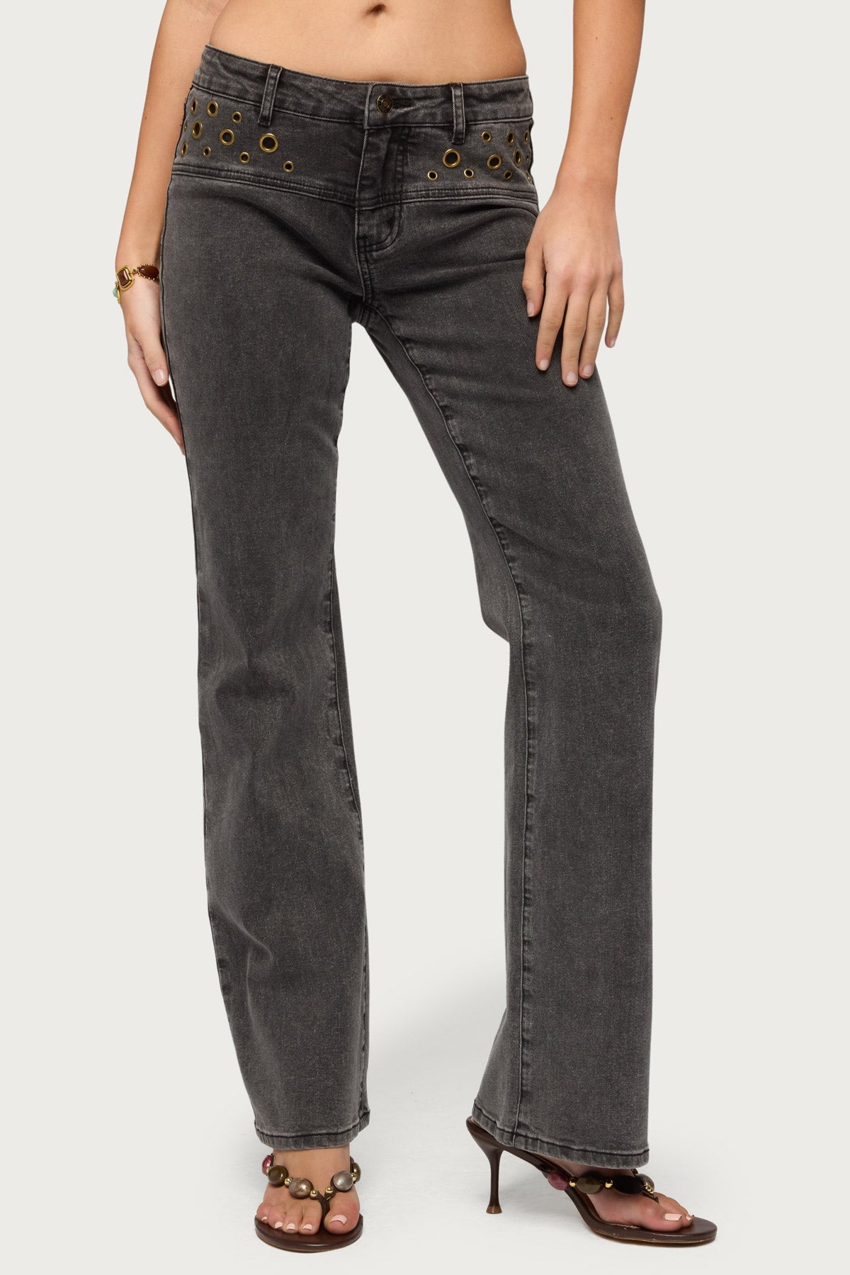 Grommet Mid Rise Straight Leg Jeans - Image 2