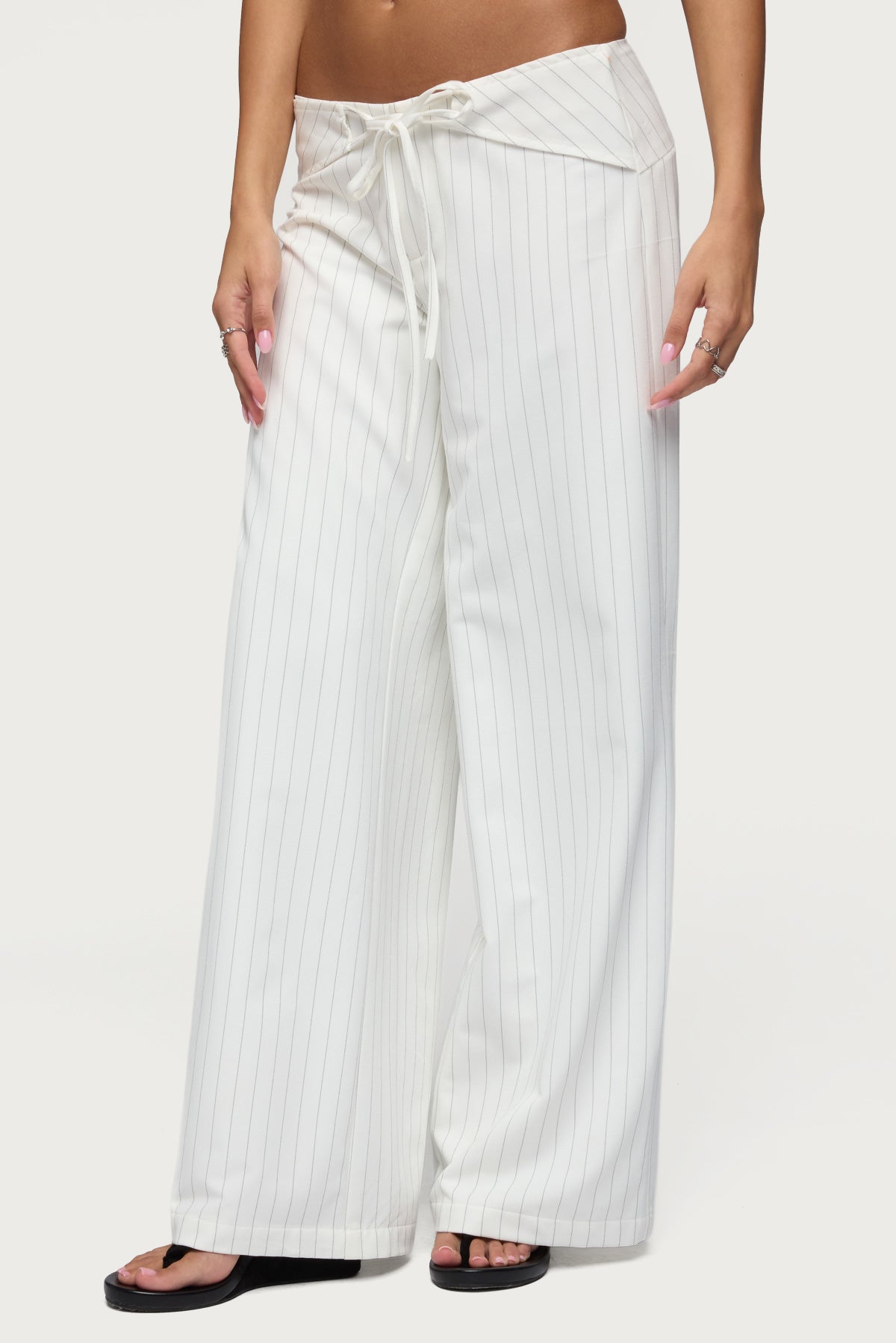 Parker Pinstripe Tie Belt Pants - Image 4
