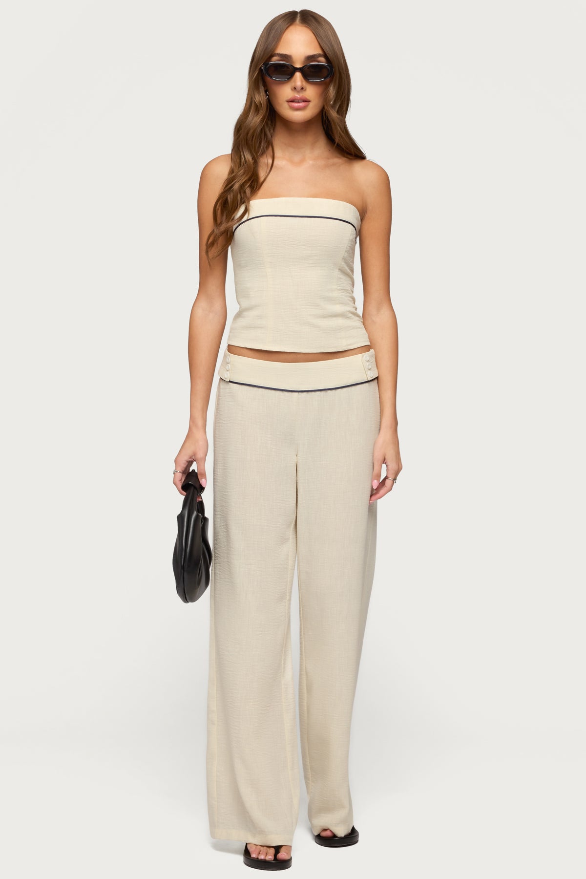Dorine Contrast Woven Strapless Top - Image 2