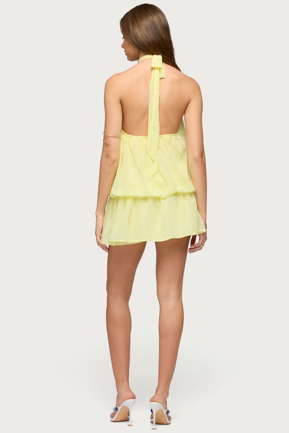 Kortney Chiffon High Neck Mini Dress - Image 4