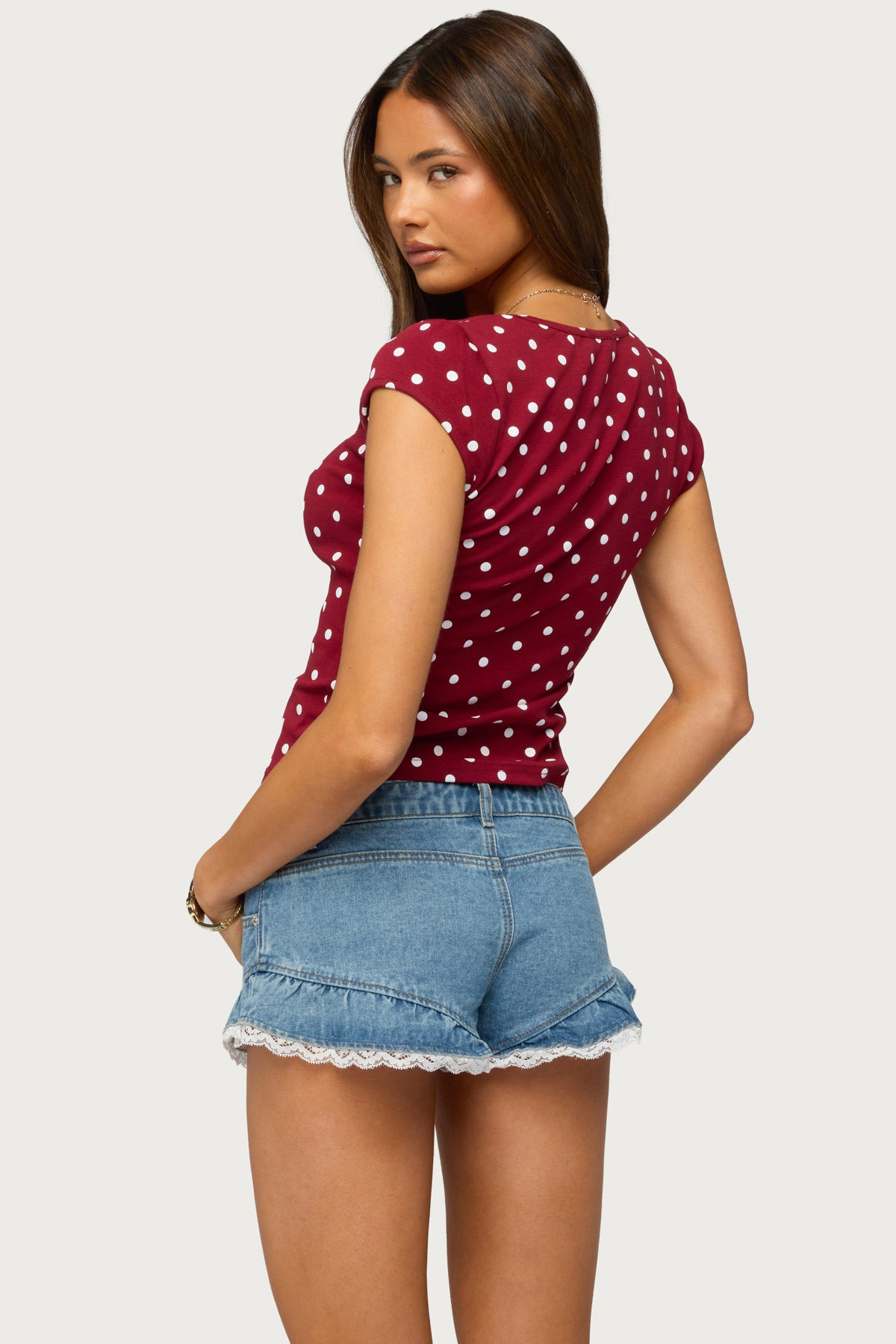 Mookie Square Neck Polka Dot Top - Image 4