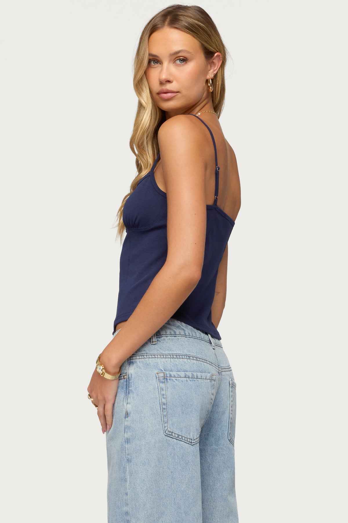 Delia Sweetheart Button Up Tank Top - Image 4
