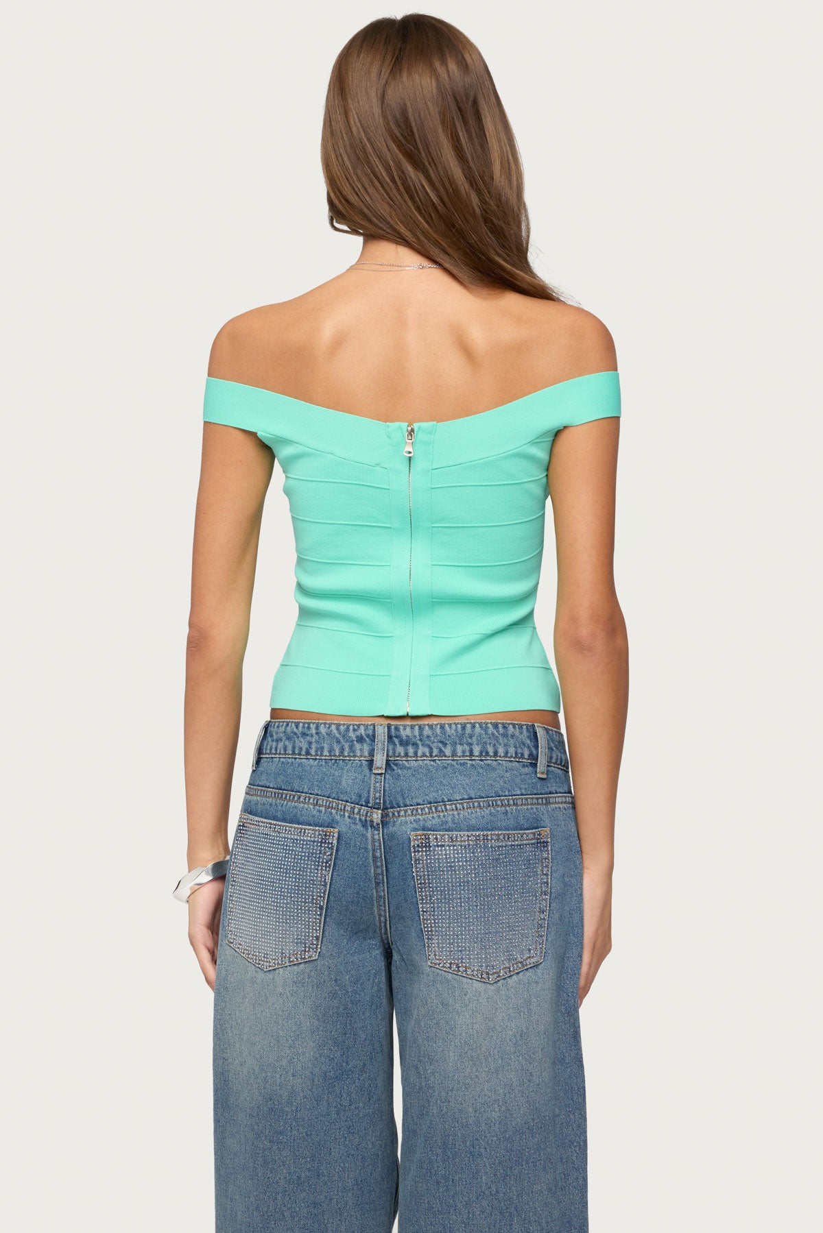 Niva Off Shoulder Bandage Knit Top - Image 5