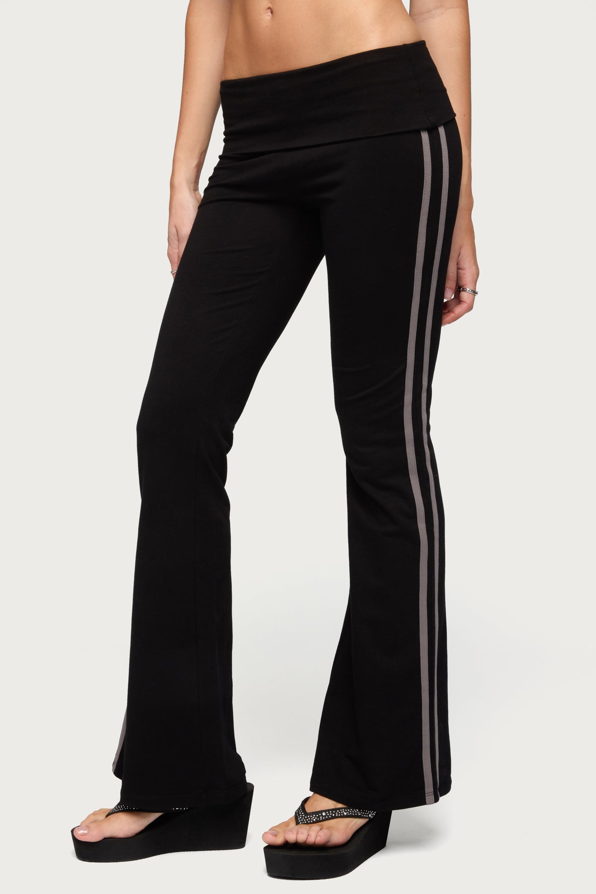 Charly Foldover Stripey Flared Pants - Image 4
