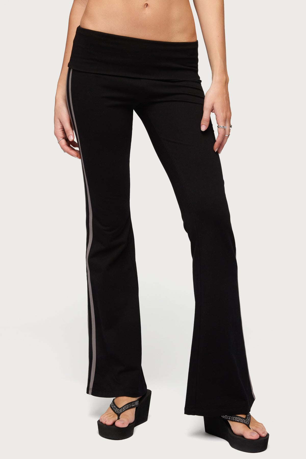 Charly Foldover Stripey Flared Pants - Image 2