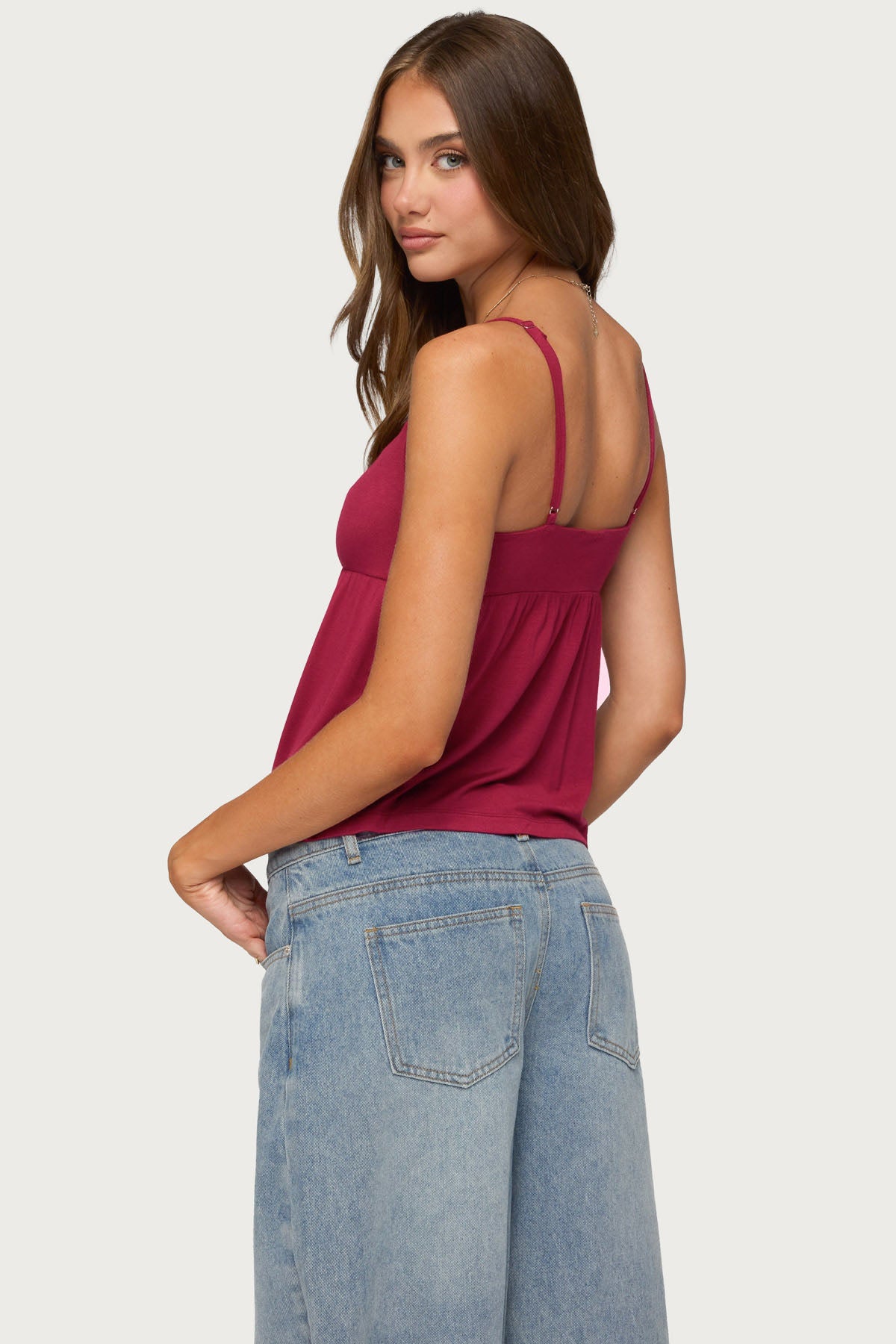 Michey Tie Front Babydoll Tank Top - Image 4