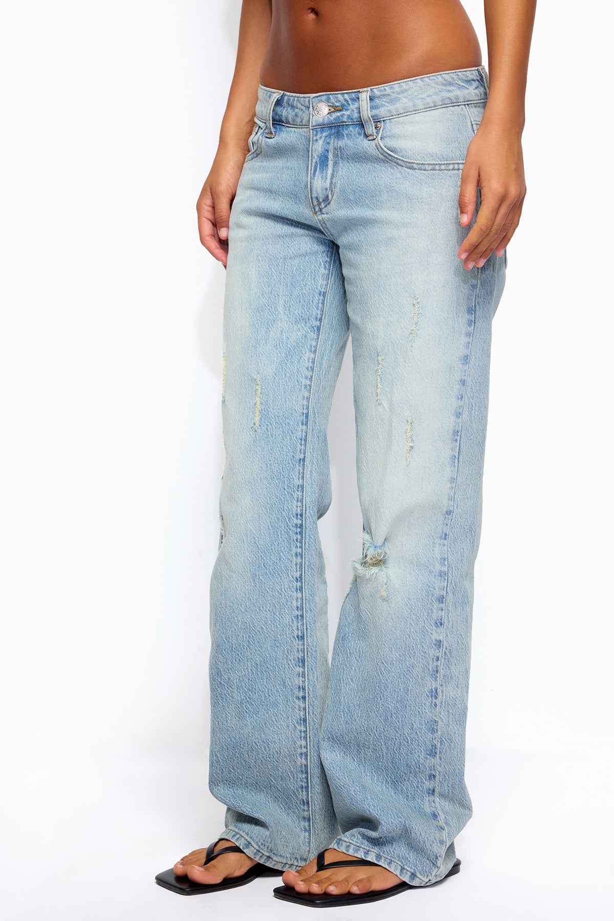 Lainie Distressed Low Rise Bootcut Jeans - Image 3
