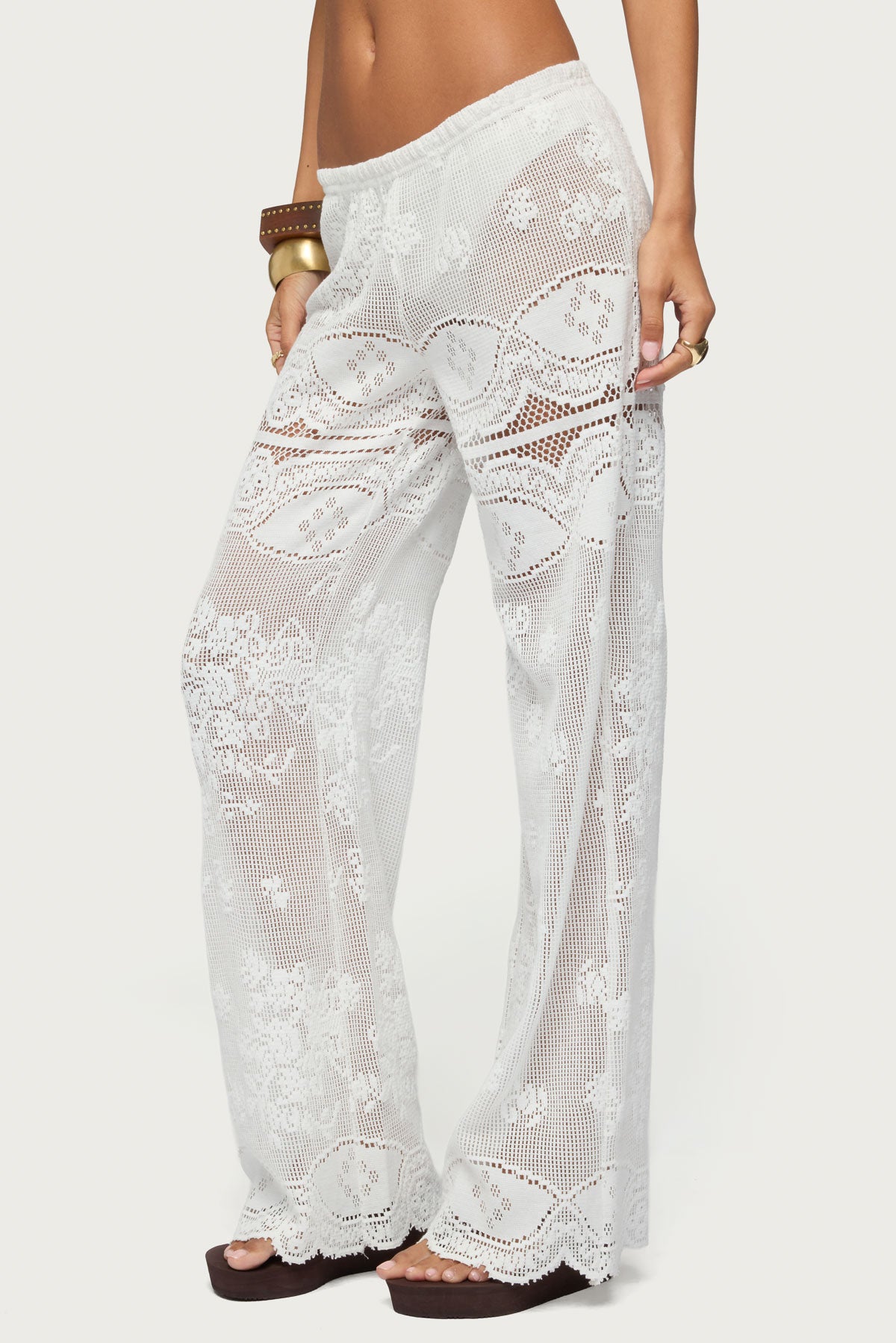 Milaya Sheer Crochet Straight Leg Pants - Image 3