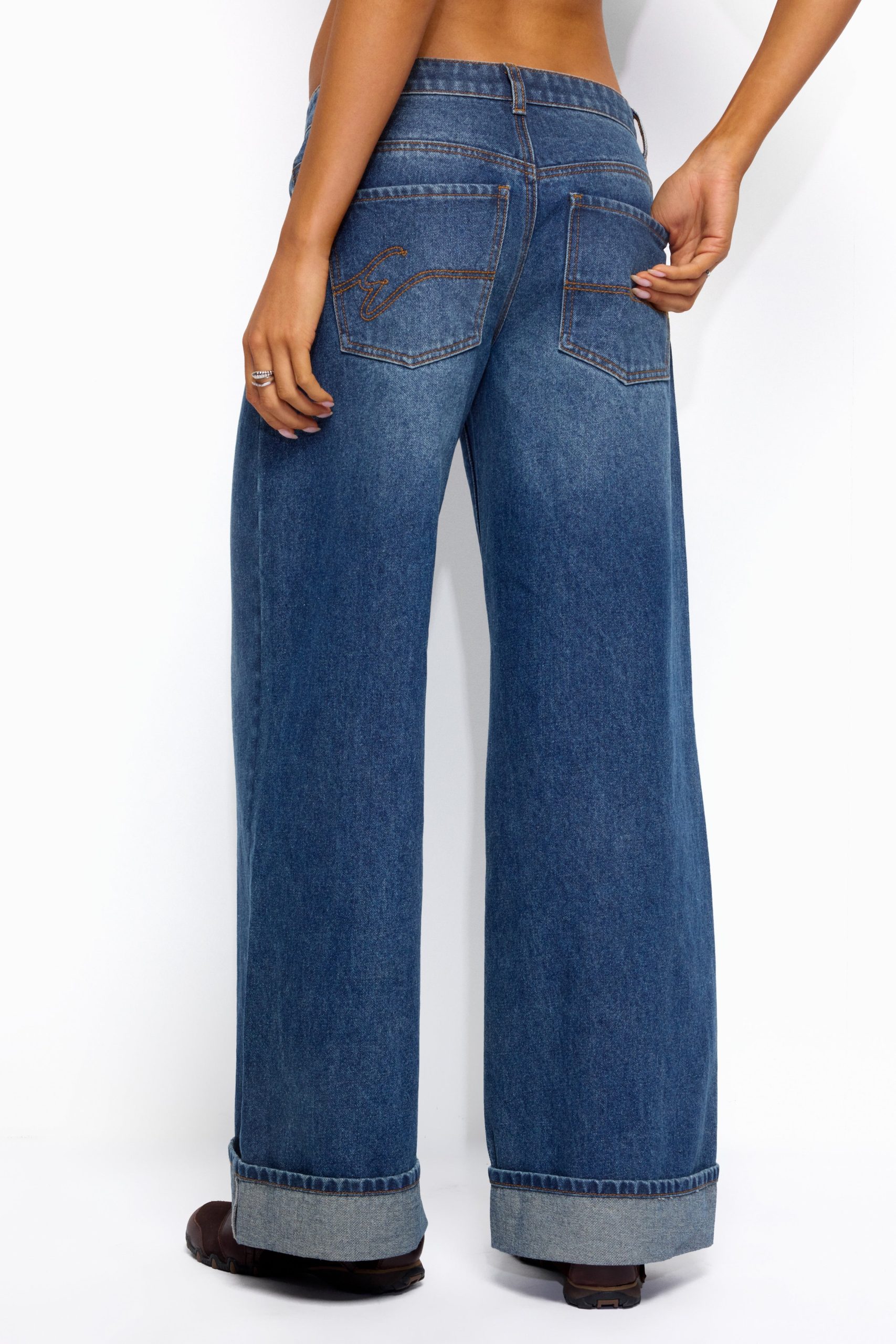 Gatz Cuffed Low Rise Wide Leg Jeans - Image 5