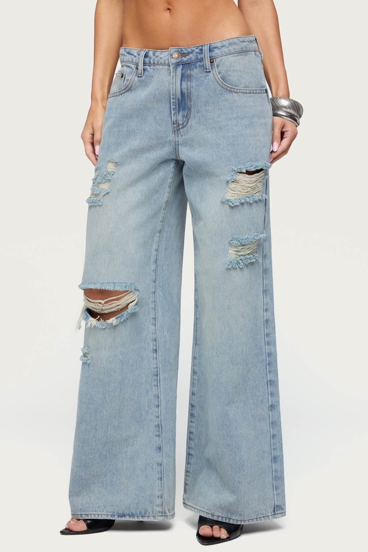 Ellah Distressed Low Rise Baggy Jeans - Image 2