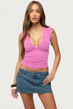 Cady Drawstring V Neck Tank Top