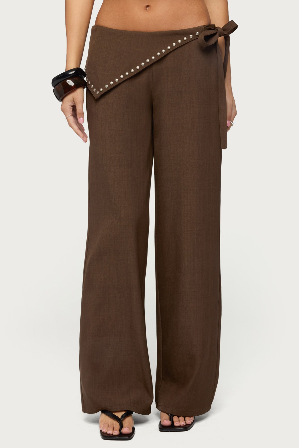 Avery Studded Foldover Straight Leg Pants - Image 2