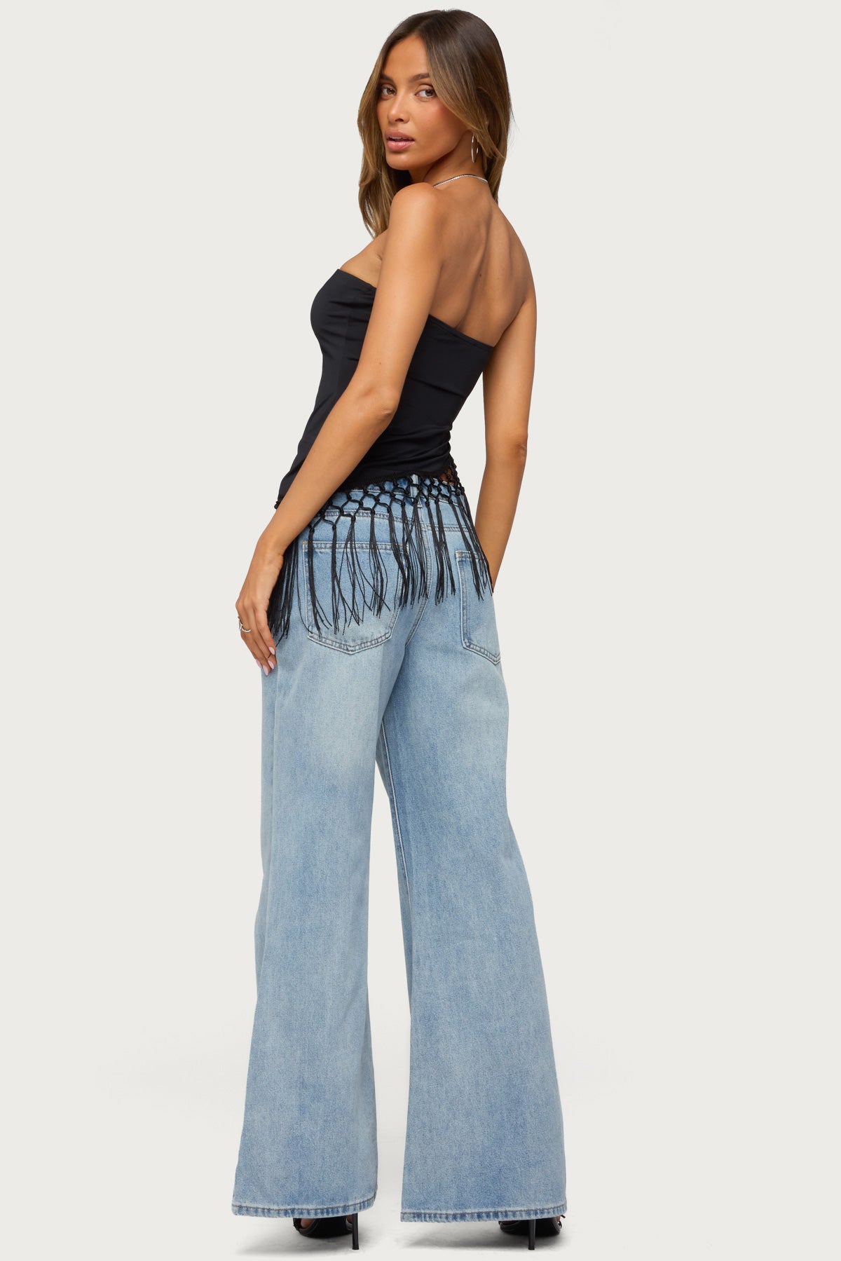 Sarika Asymmetric Fringe Strapless Top - Image 5