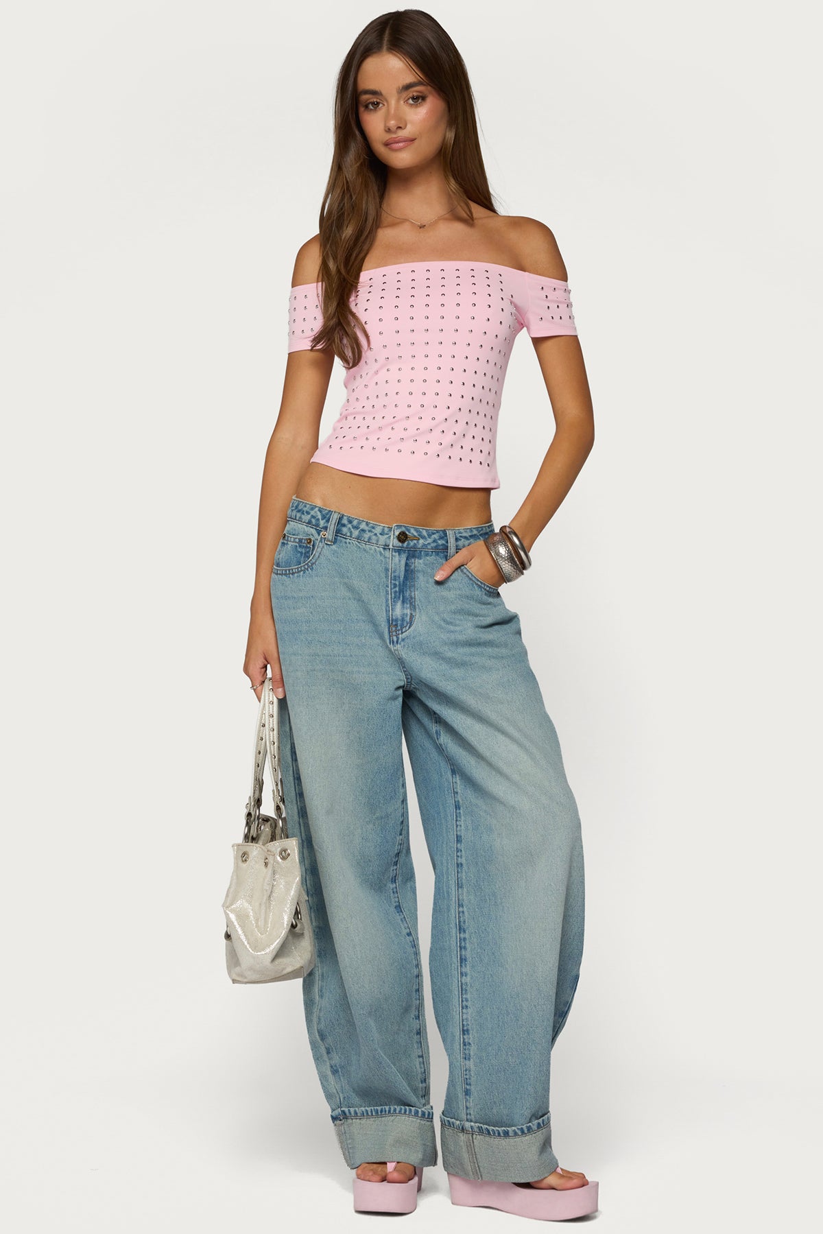 Mack Studded Off Shoulder Top - Image 3