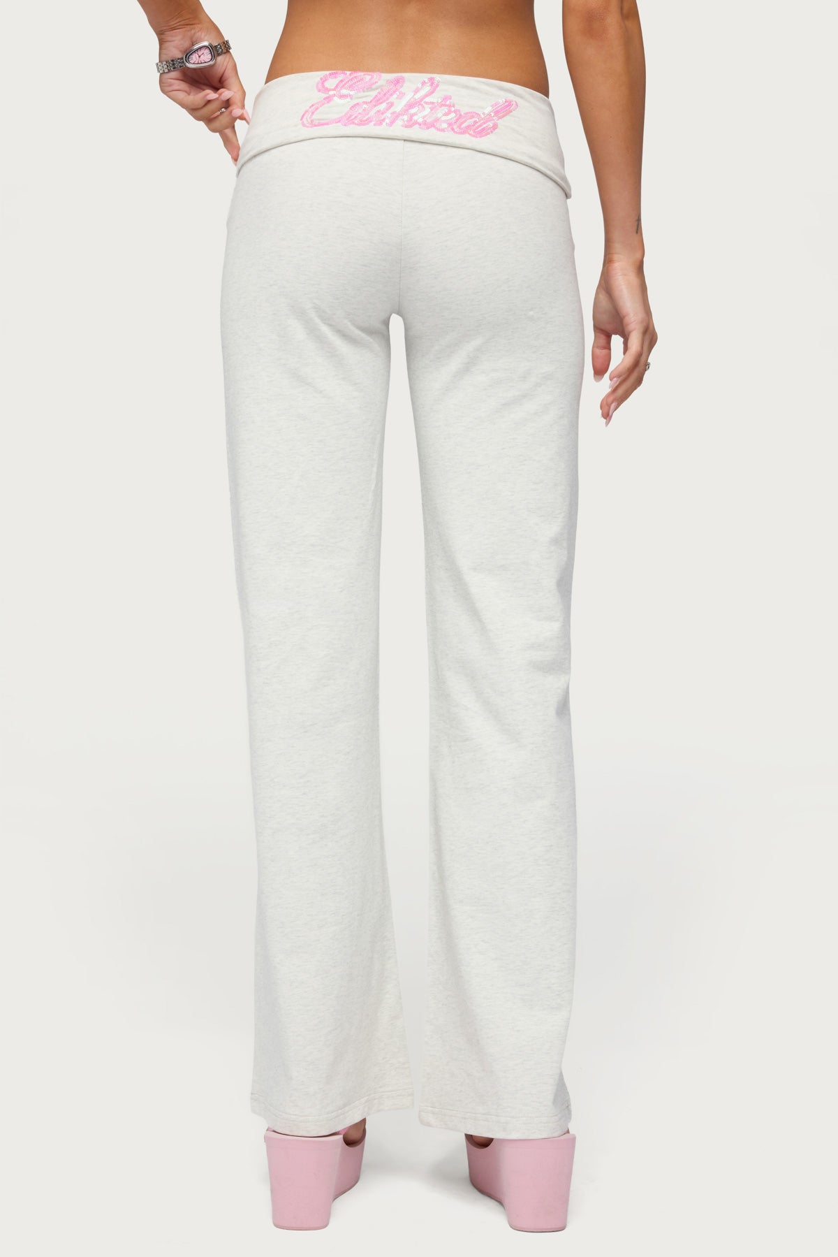 Edikted Wknd Sequin Foldover Pants - Image 5