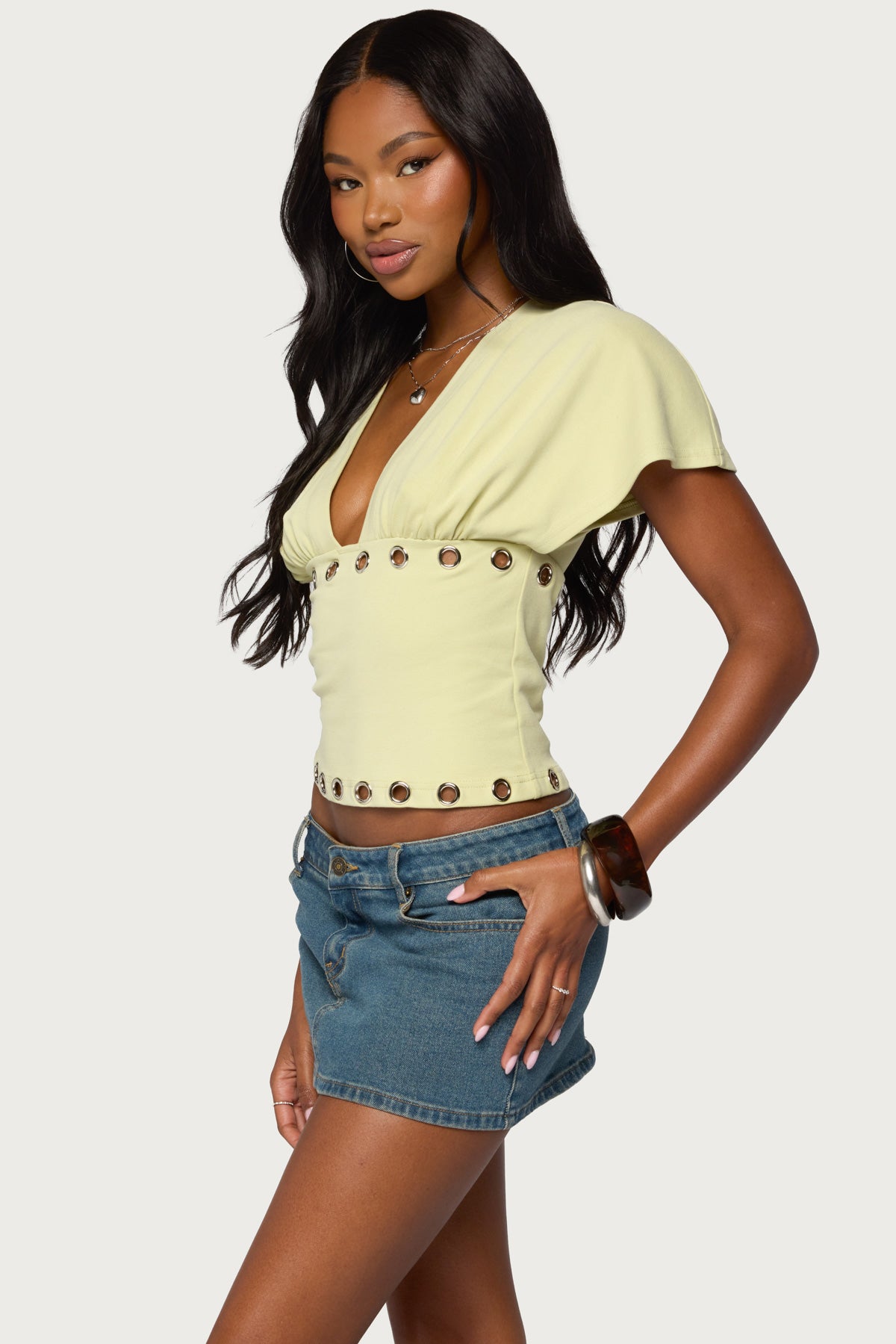 Isi Grommet Flutter Plunge Neck Top - Image 3