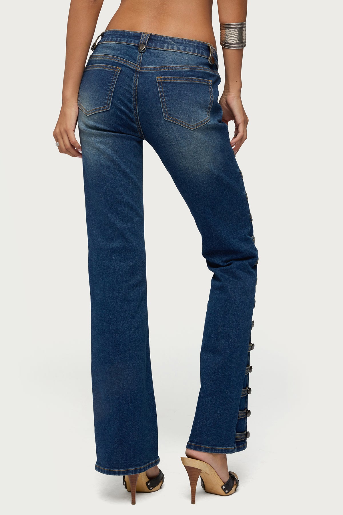Button Loop Low Rise Bootcut Jeans - Image 5