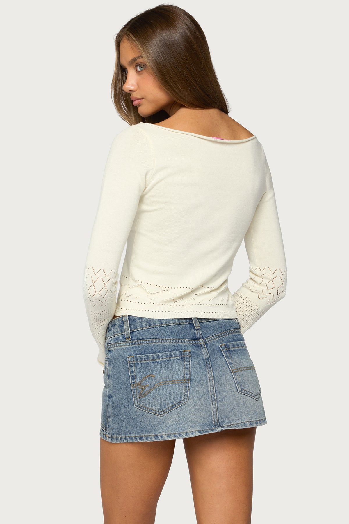 Maple Pointelle Knit Long Sleeve Top - Image 5